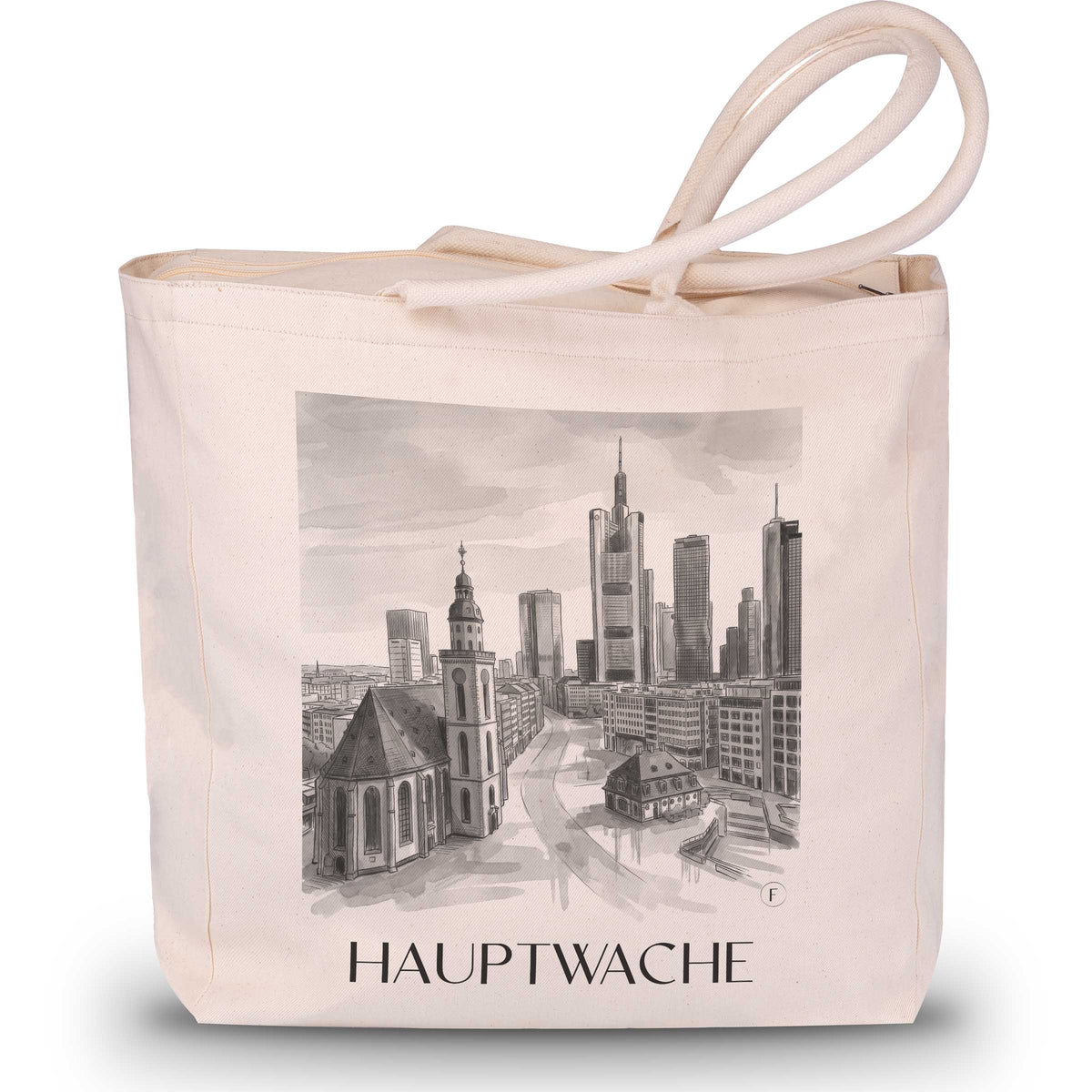 Hauptwache Shopping Tasche - Frankfurt - Deutschland Tote Bag - Einkaufstasche im Aquarell Schwarz-Weiß Stil - favplace