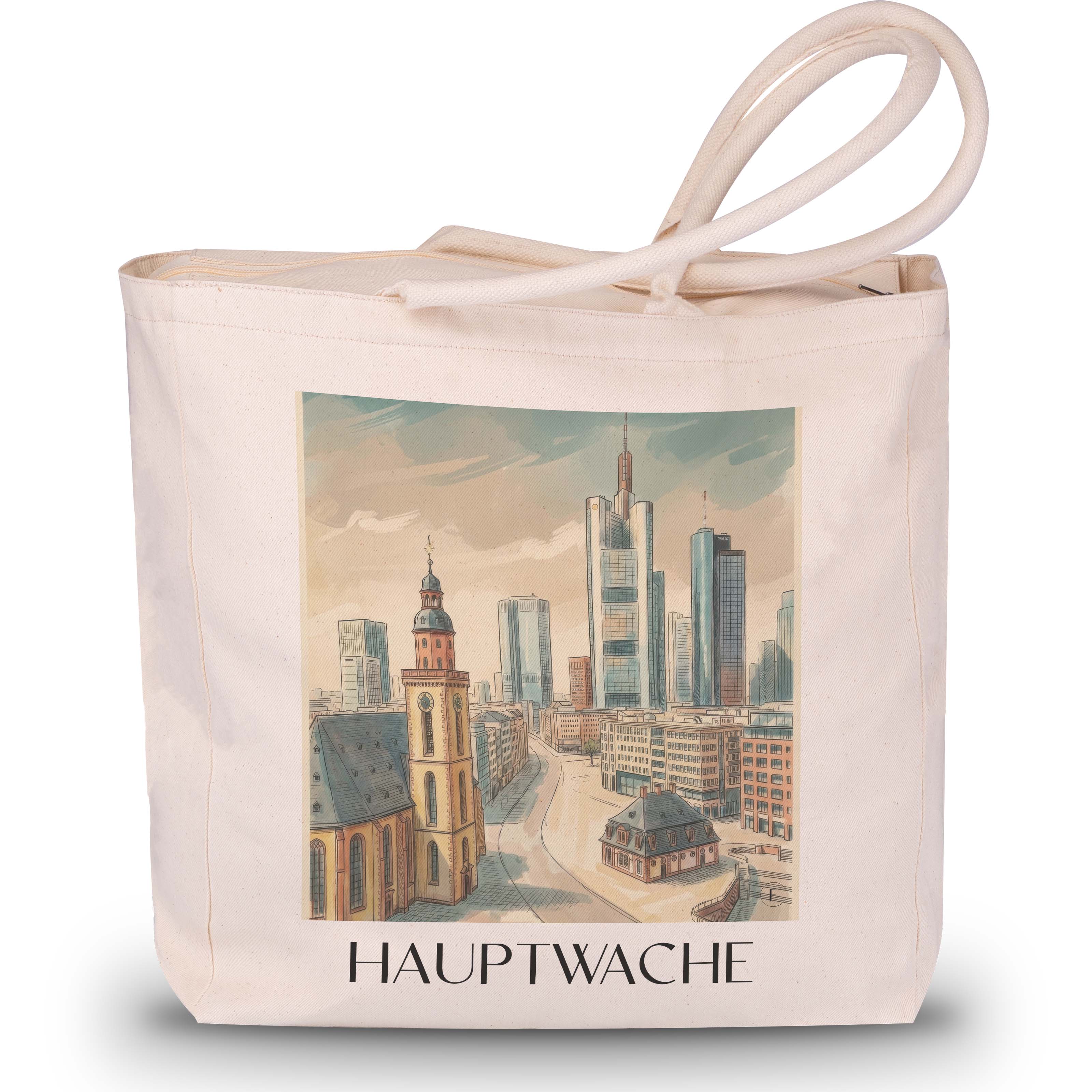 hauptwache-frankfurt-deutschland-einkaufstasche-aquarell