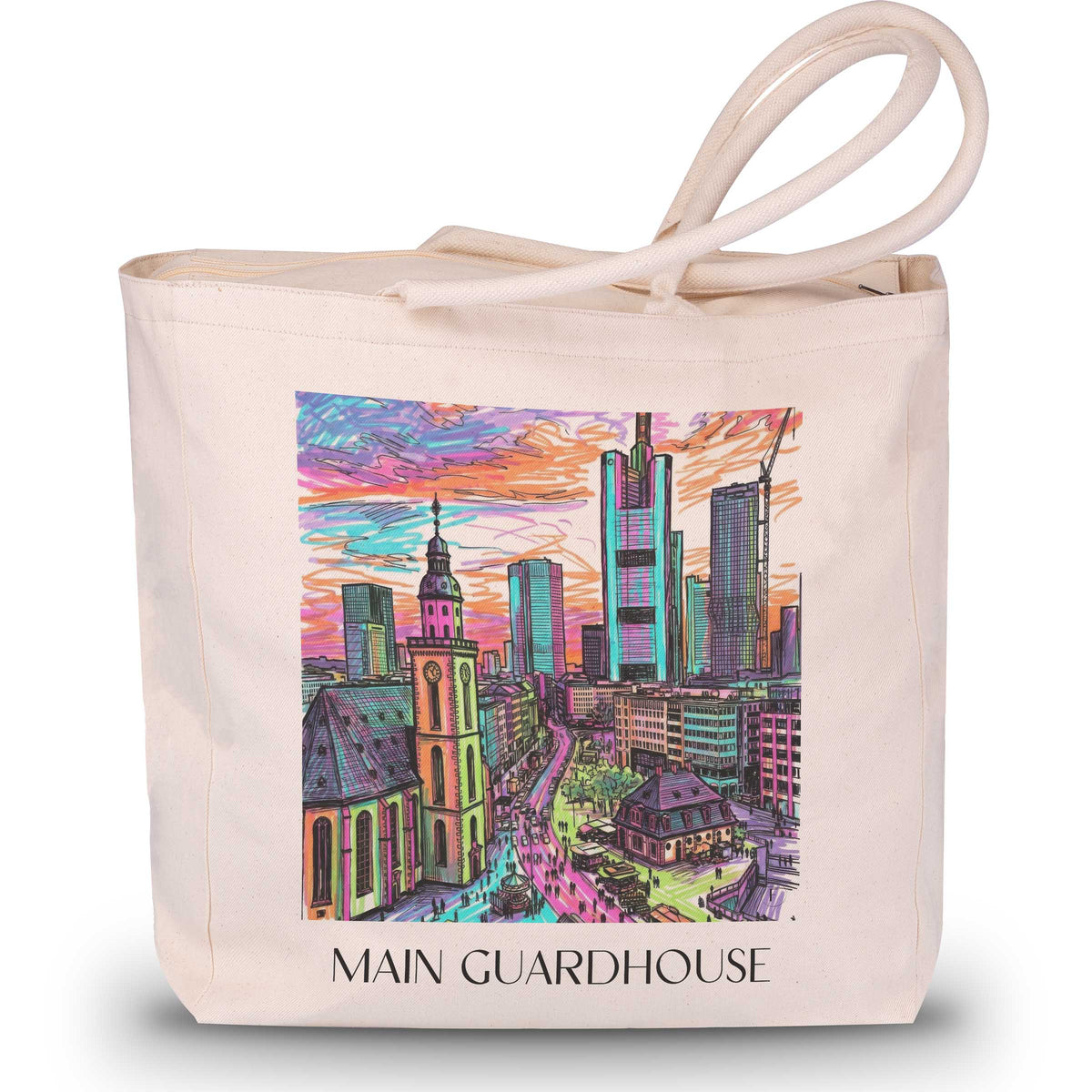 Hauptwache Shopping Tasche - Frankfurt - Deutschland Tote Bag - Einkaufstasche im Tag Graffiti Stil - favplace