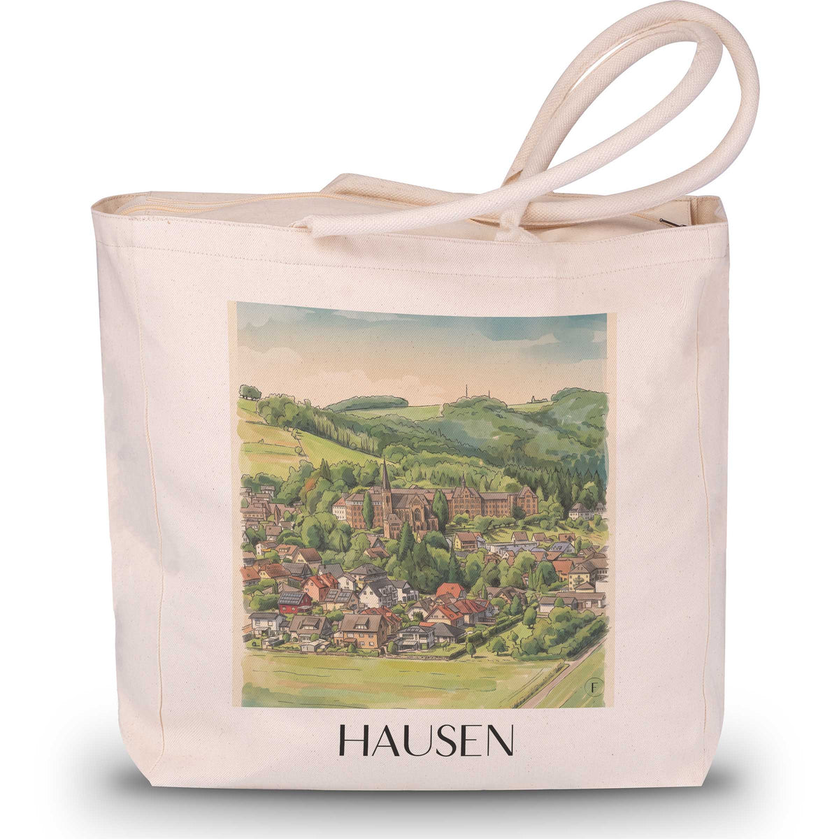 Hausen Shopping Tasche - Rhön - Deutschland Tote Bag - Einkaufstasche im Aquarell Stil