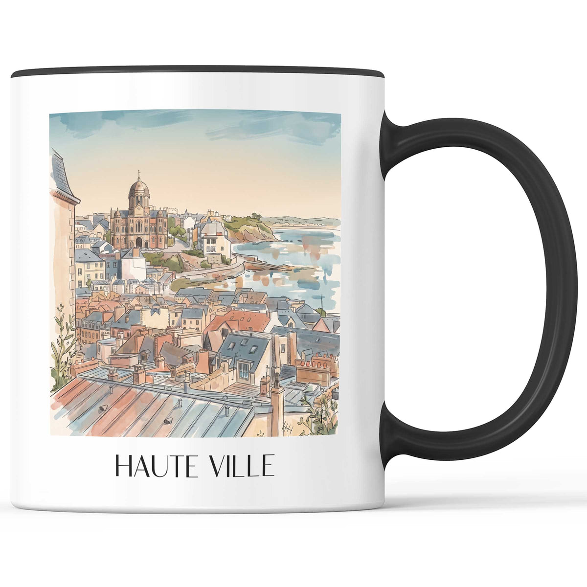 haute-ville-granville-frankreich-kaffeebecher-aquarell