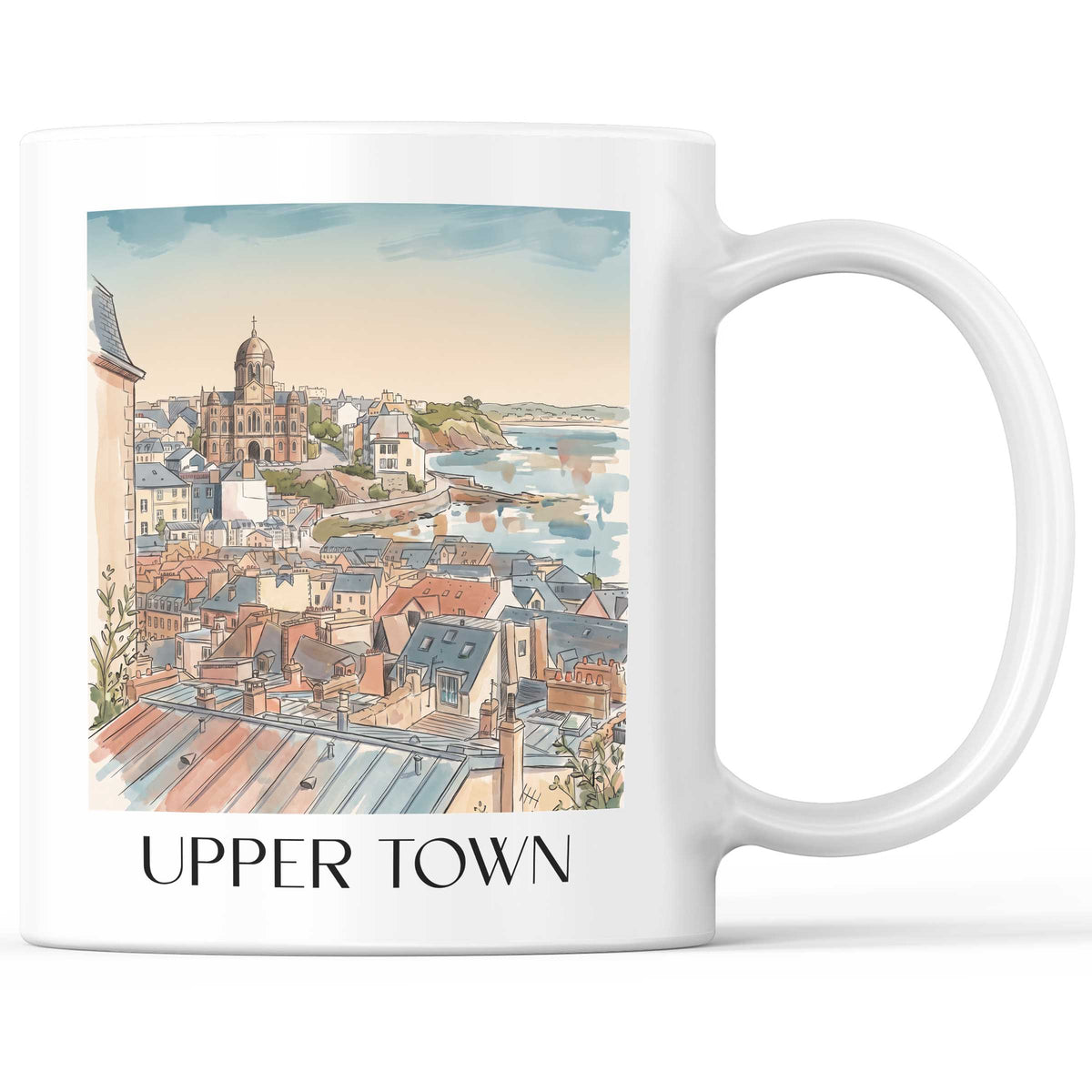 Haute Ville Kaffeebecher - Granville - Frankreich Becher - Kaffeetasse im Aquarell Stil - favplace
