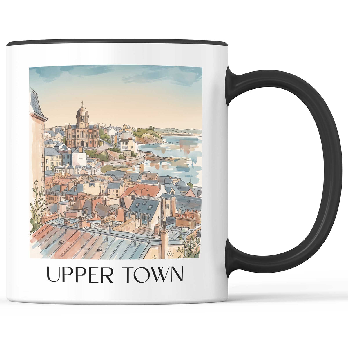 Haute Ville Kaffeebecher - Granville - Frankreich Becher - Kaffeetasse im Aquarell Stil - favplace