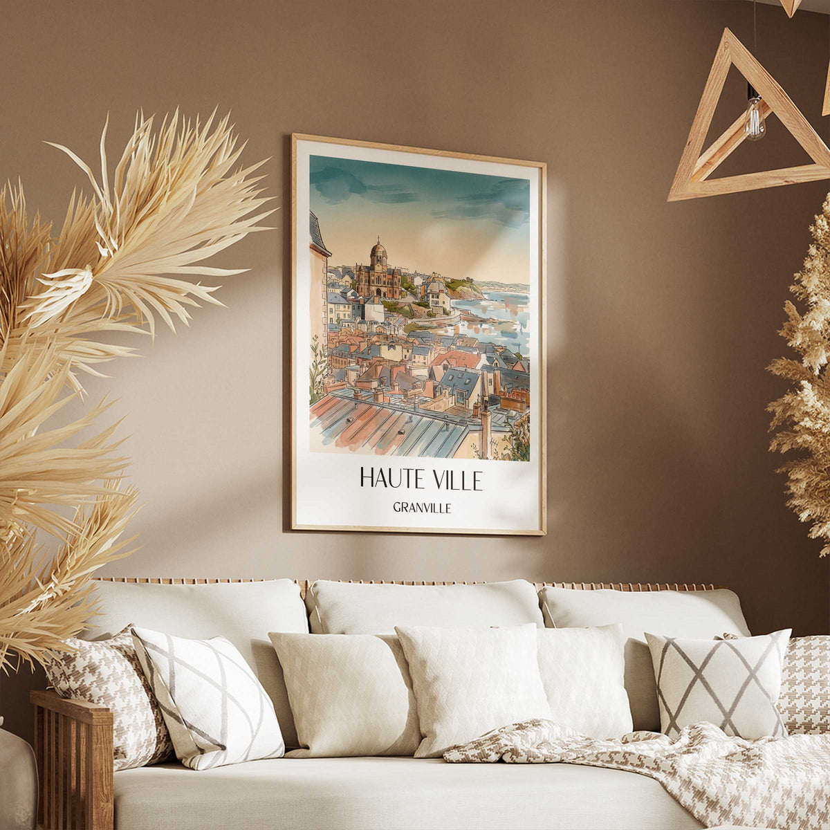 haute-ville-granville-frankreich-poster-aquarell