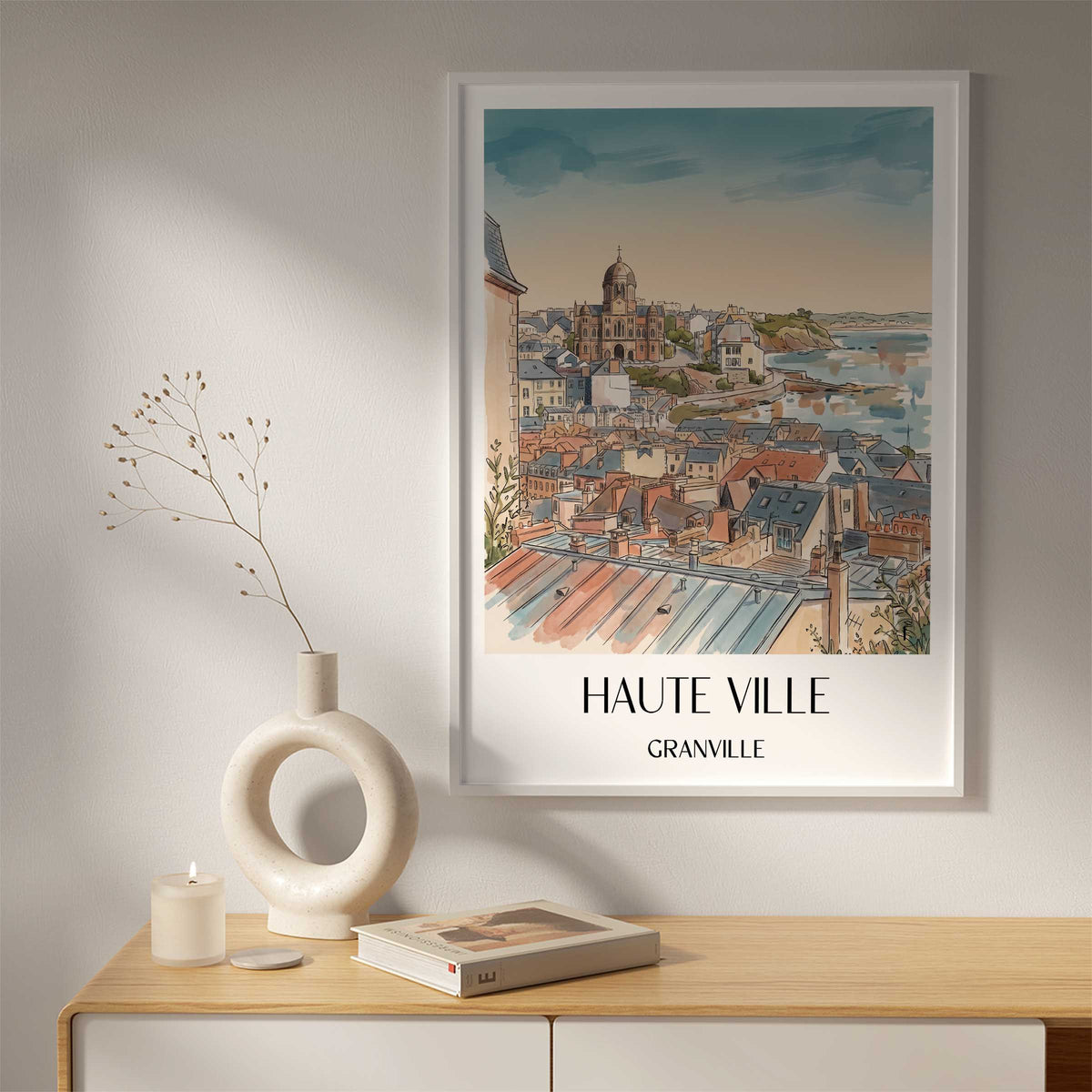 haute-ville-granville-frankreich-poster-aquarell
