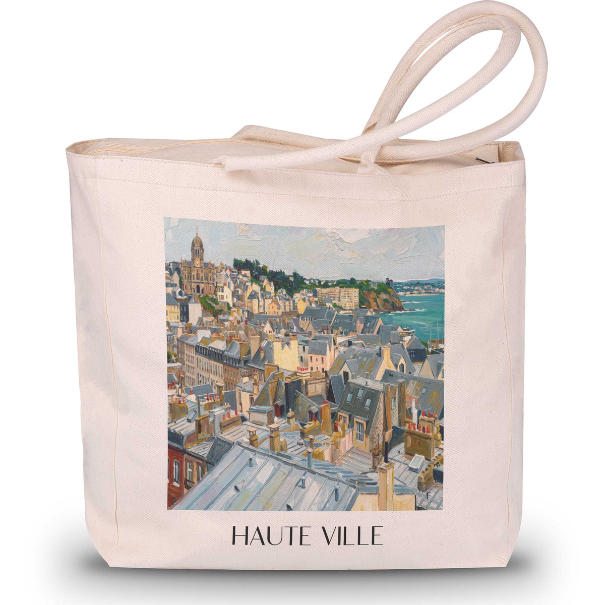 haute-ville-granville-frankreich-einkaufstasche-oil-painting-oelgemaelde