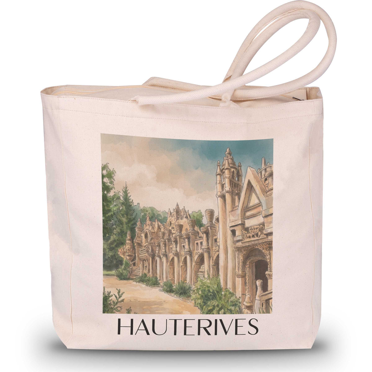 hauterives-drôme-frankreich-einkaufstasche-aquarell