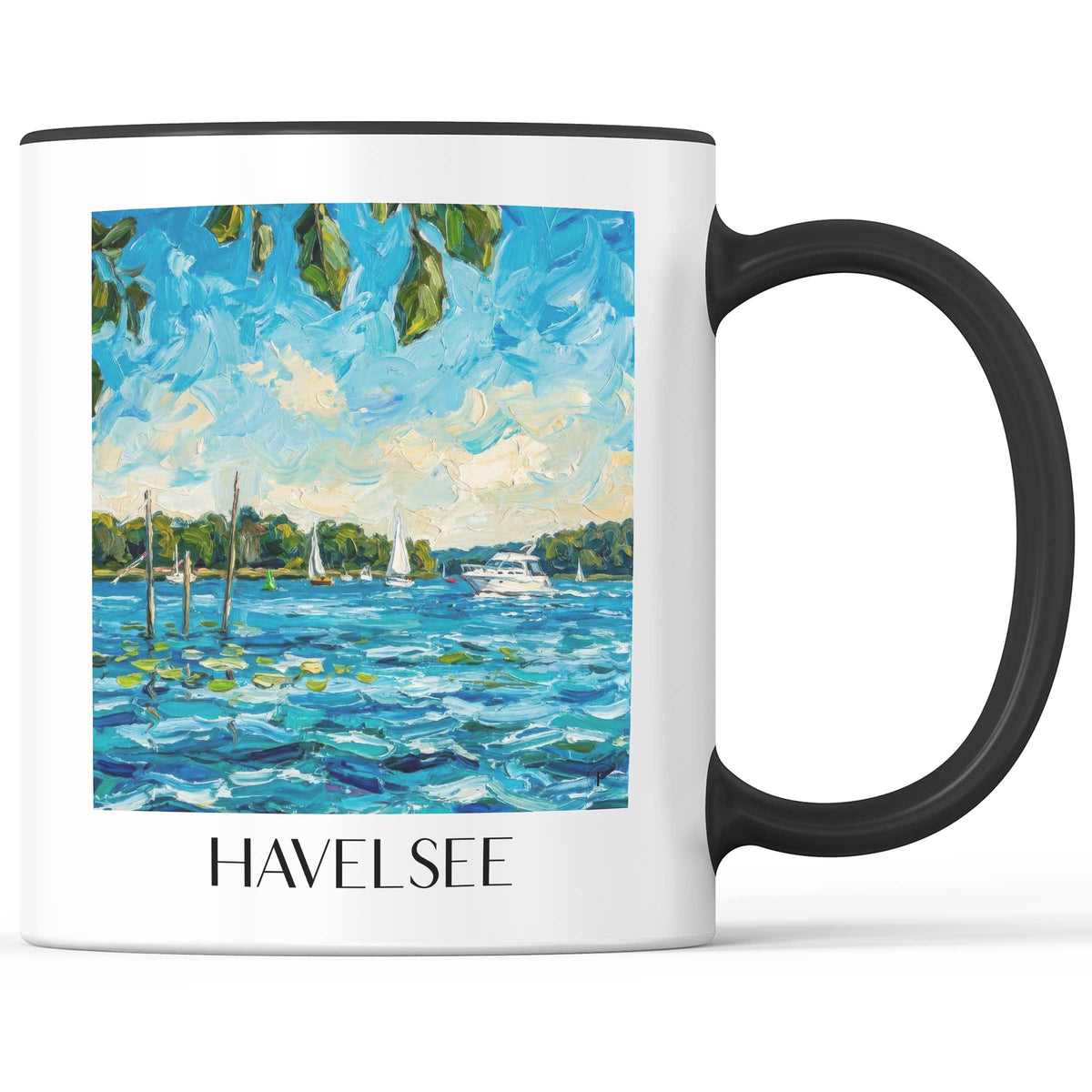 Havelsee Kaffeebecher - Havelland - Deutschland Becher - Kaffeetasse im Ölgemälde Stil - favplace