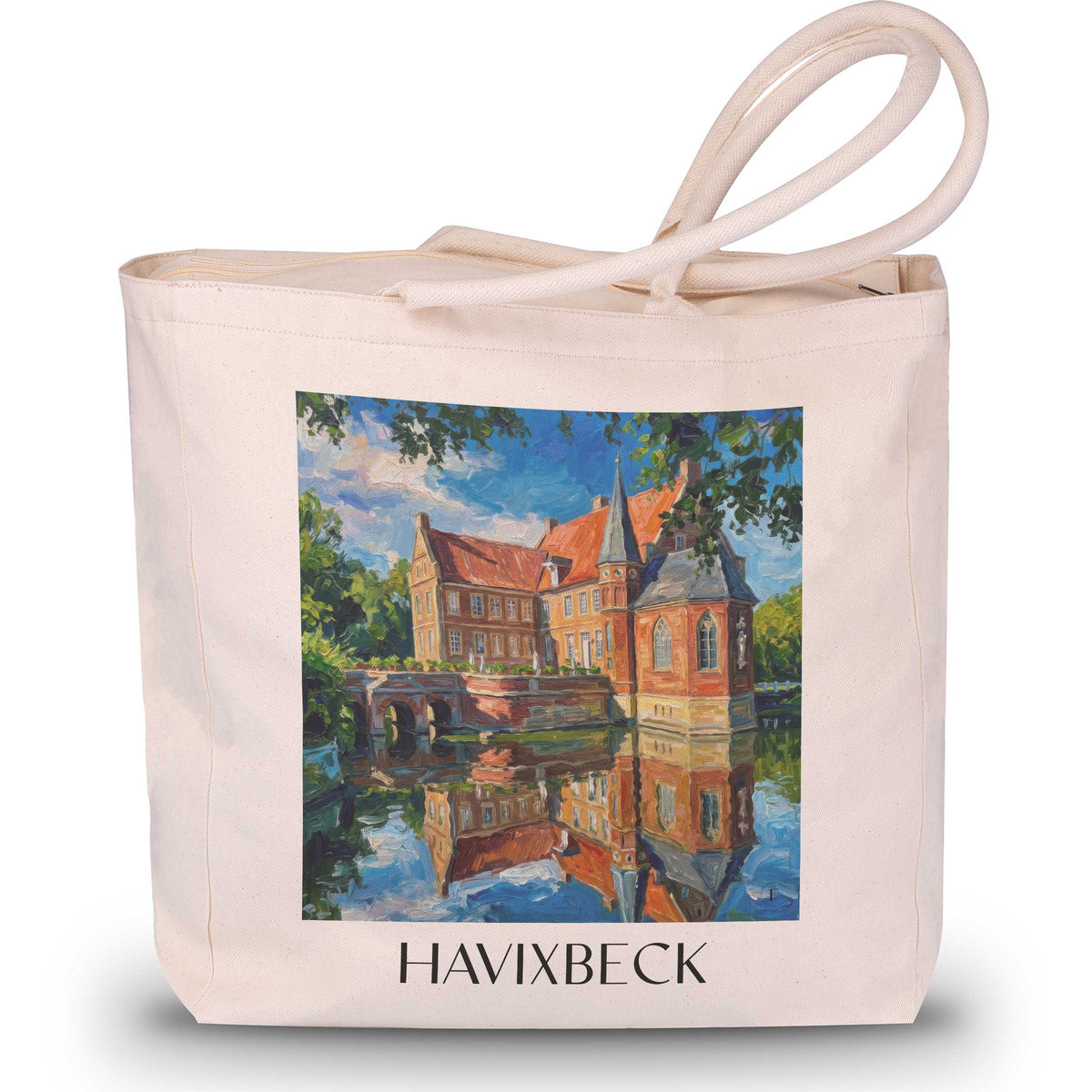 havixbeck-münsterland-deutschland-einkaufstasche-oil-painting-oelgemaelde