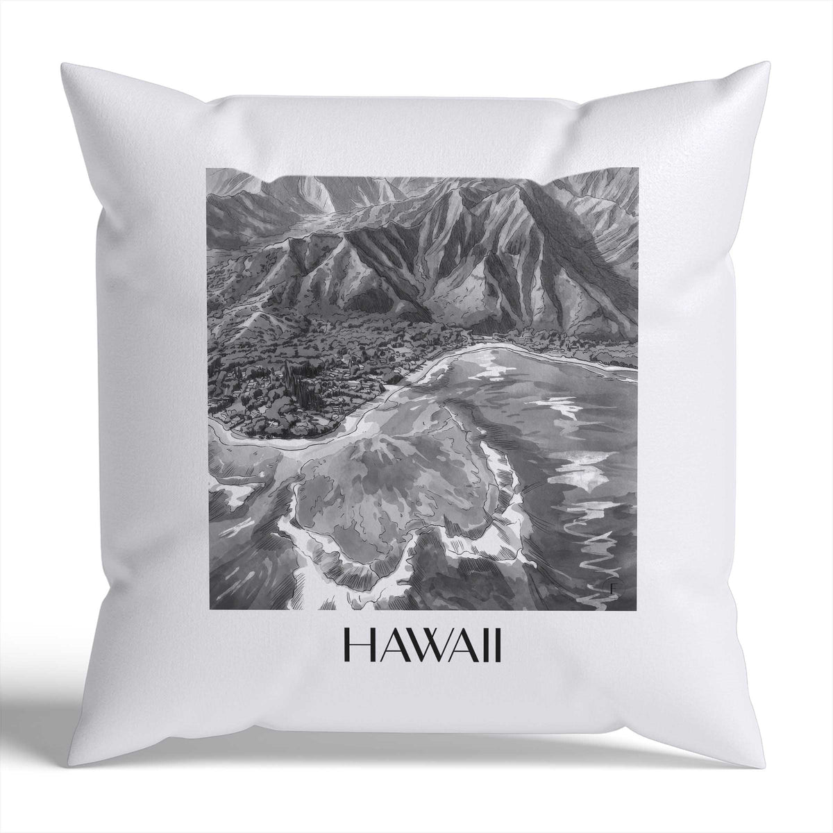 hawaii-vereinigte-staaten-vereinigte-staaten-kissenbezug-aquarell-schwarz-weiss