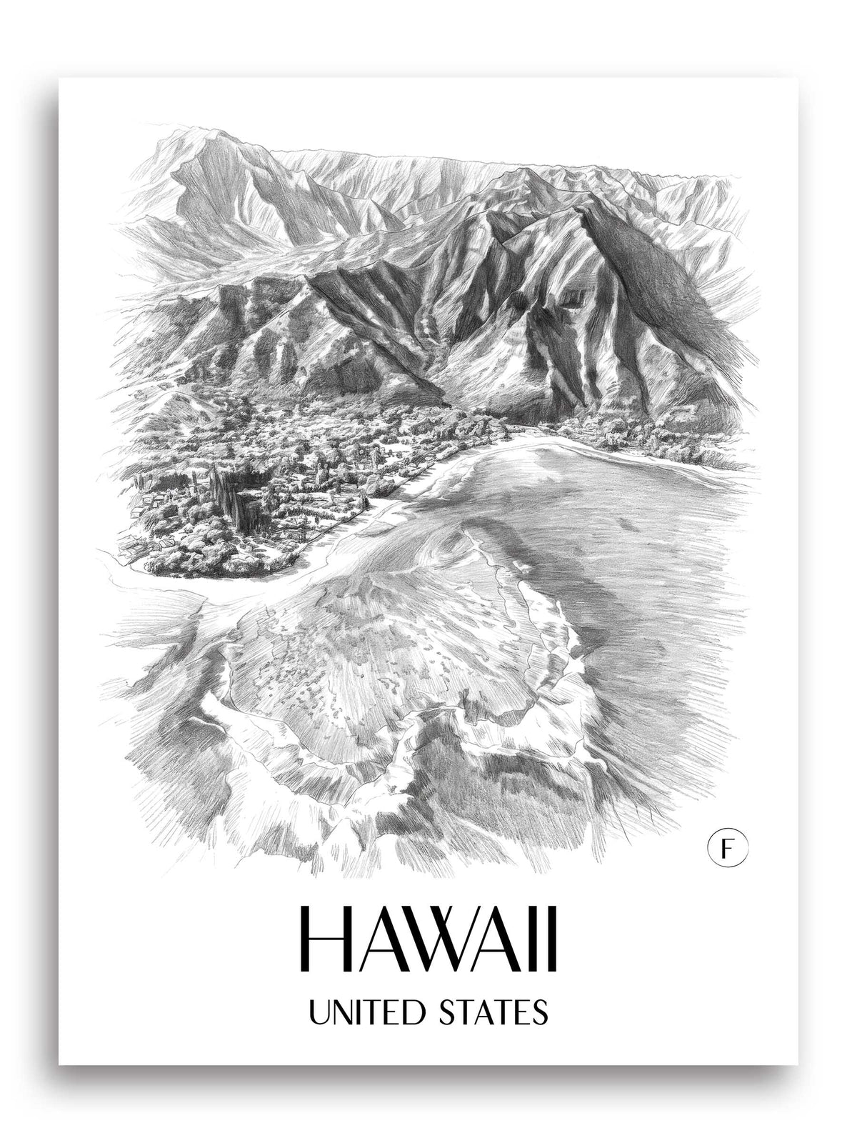 Hawaii Poster - - Vereinigte Staaten Kunstdruck - Zeichnung von A4 bis A1 - favplace