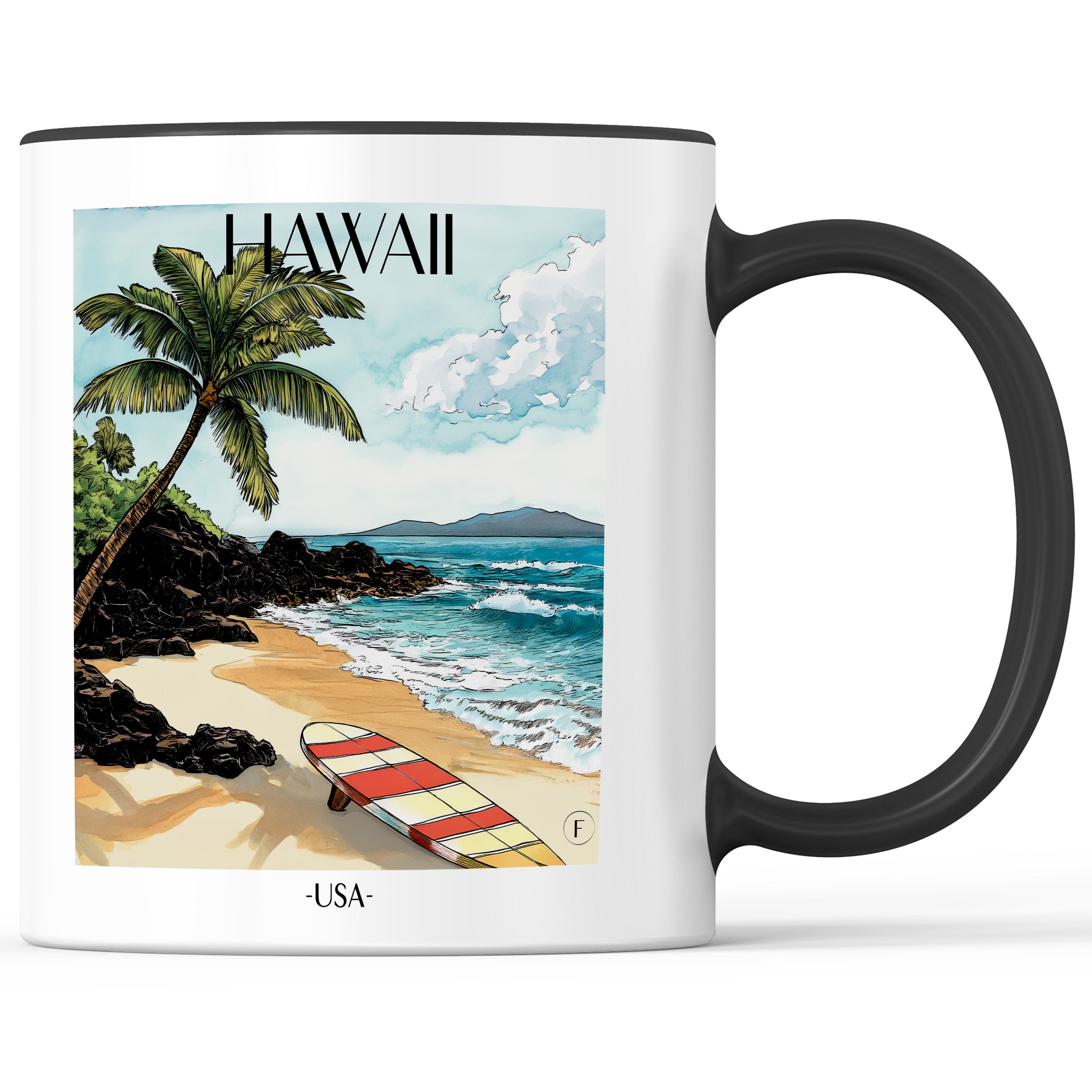 hawaii-vereinigte-staaten-einkaufstasche-aquarell