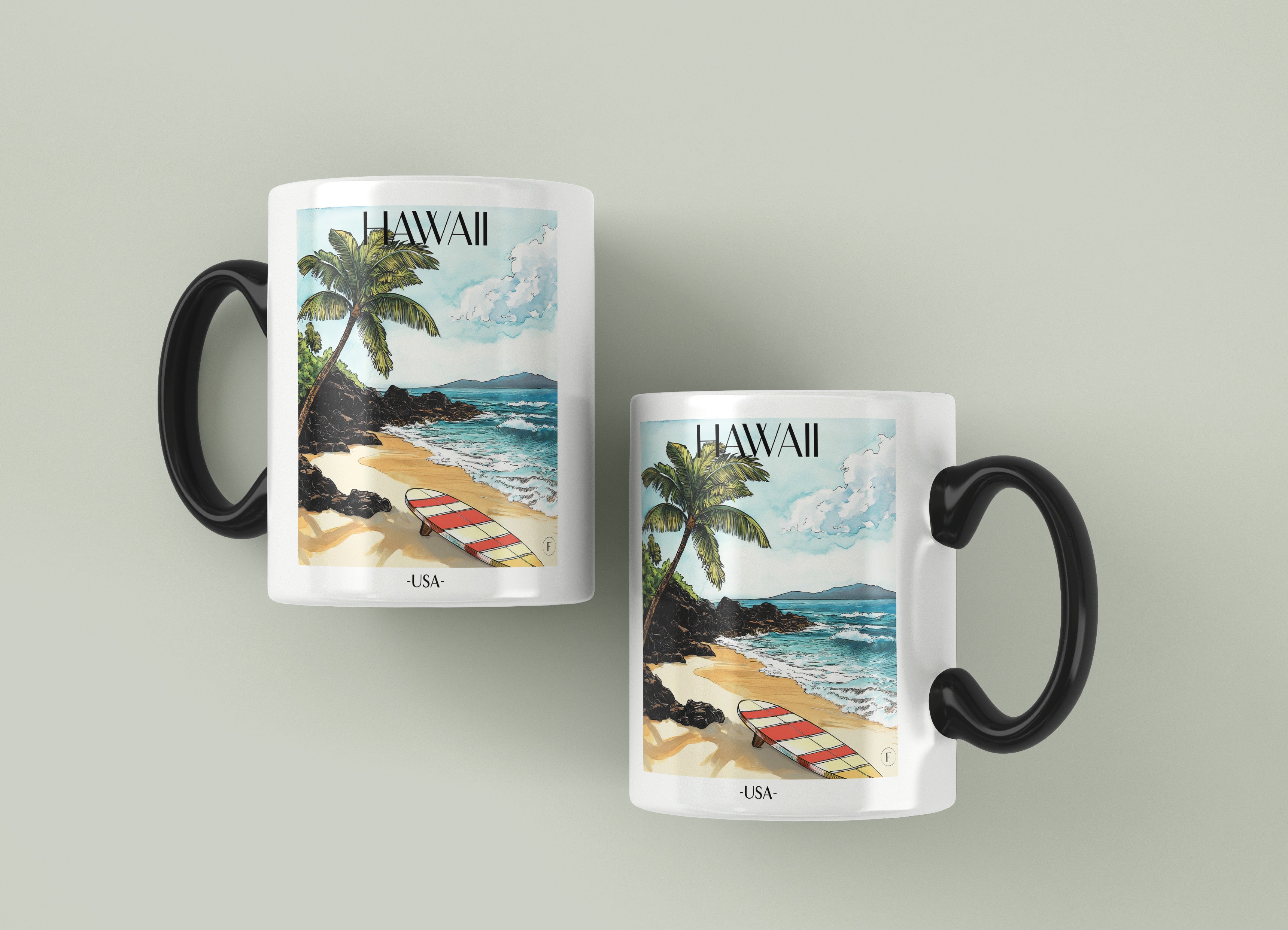 hawaii-vereinigte-staaten-einkaufstasche-aquarell