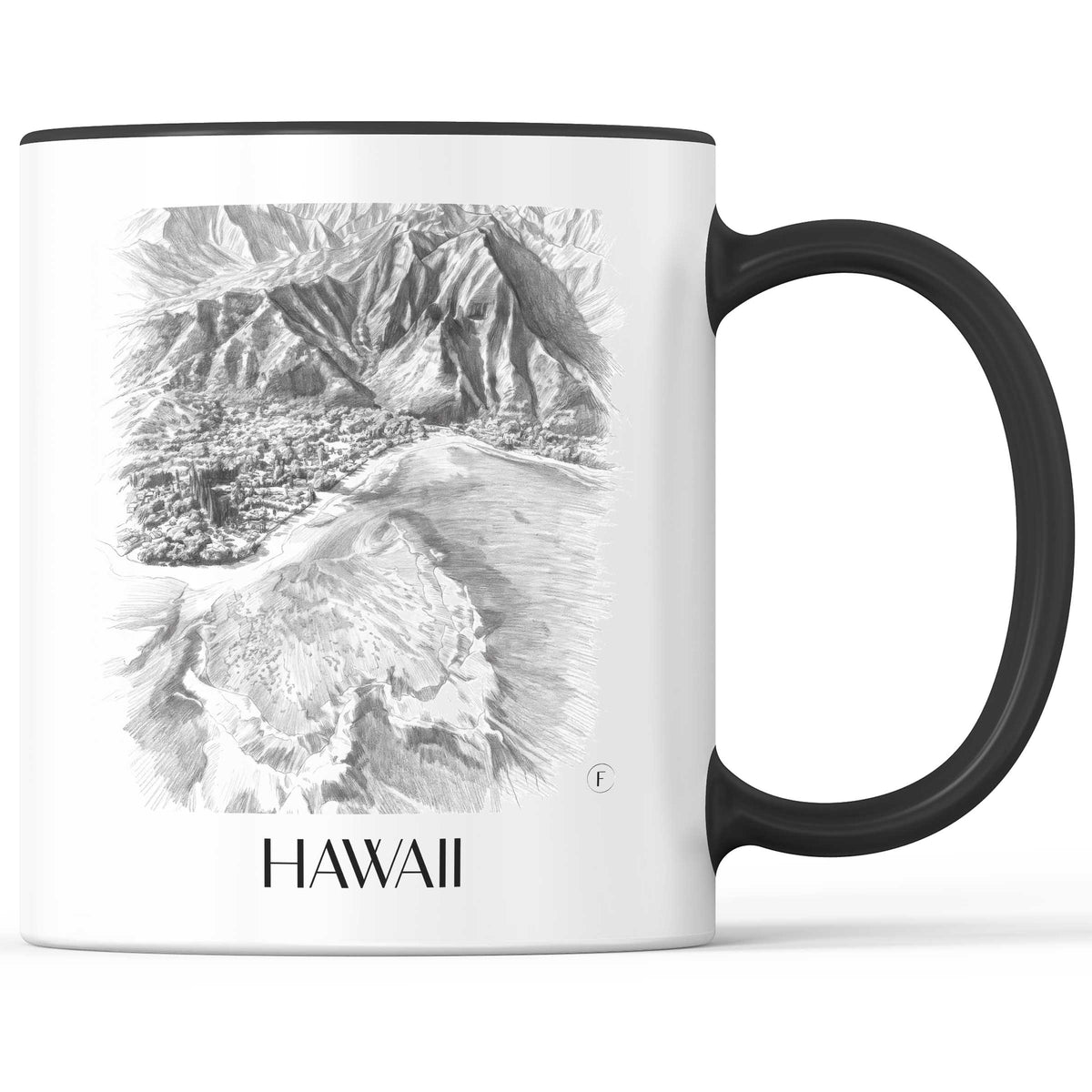 Hawaii - Vereinigte Staaten Becher - Kaffeetasse im Zeichnung Stil - favplace