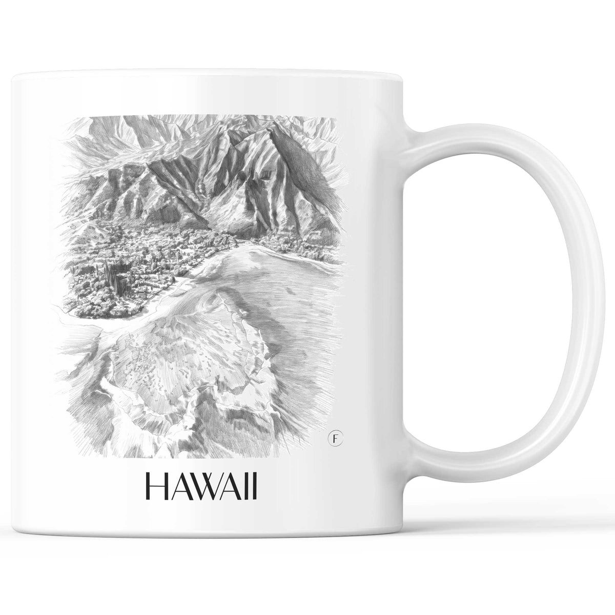 Hawaii - Vereinigte Staaten Becher - Kaffeetasse im Zeichnung Stil - favplace