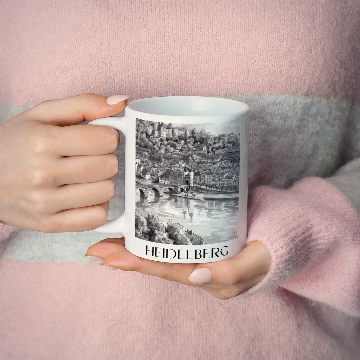 heidelberg-baden-württemberg-deutschland-kaffeebecher-aquarell-schwarz-weiss