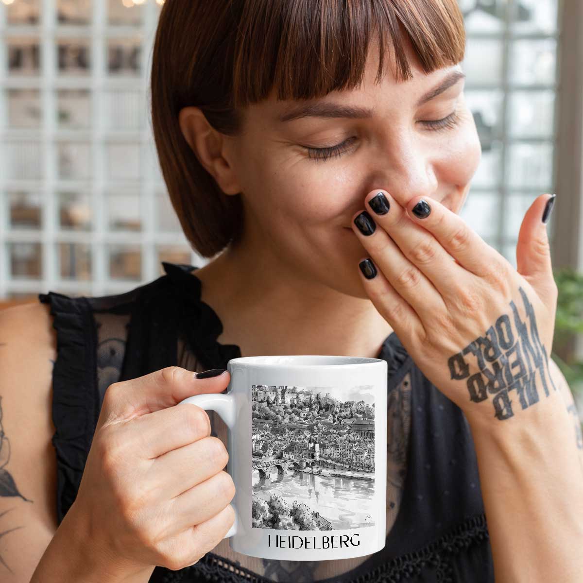heidelberg-baden-württemberg-deutschland-kaffeebecher-aquarell-schwarz-weiss