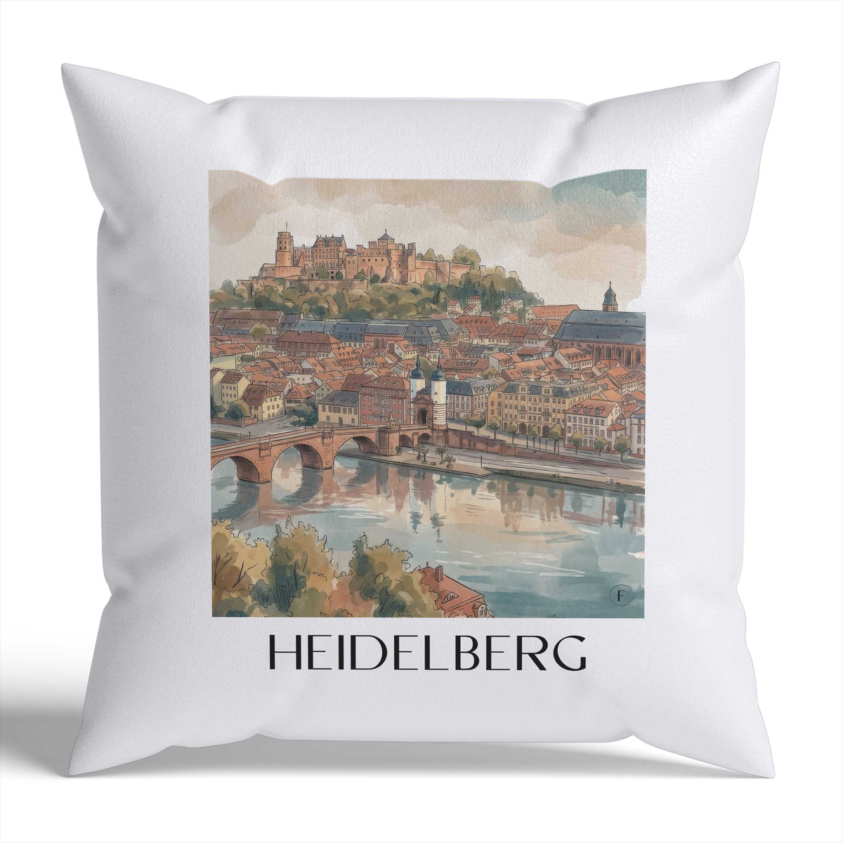 Heidelberg Kissenhülle - Zierkissen Bezug - Baden-Württemberg - Deutschland Kissen bzw. Kissenbezug im Aquarell Stil - favplace