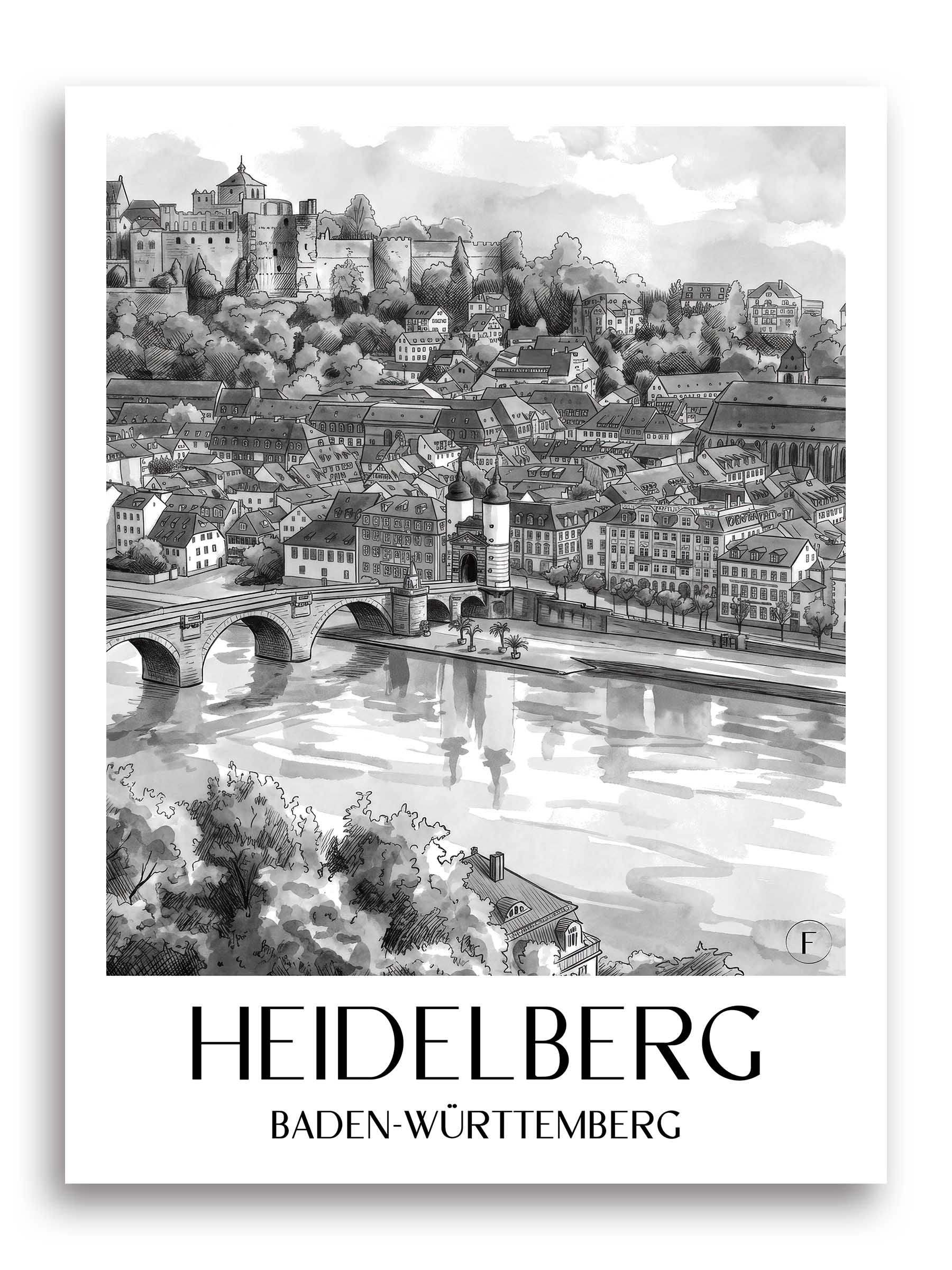 heidelberg-baden-württemberg-deutschland-poster-aquarell-schwarz-weiss