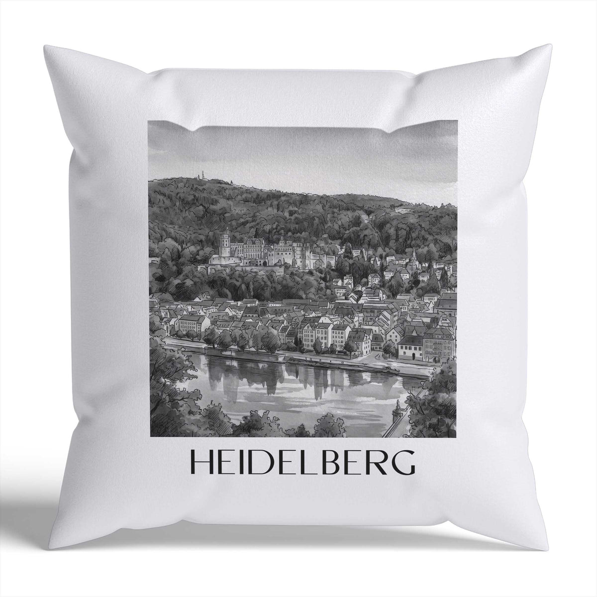heidelberg-(bei-nacht)-baden-württemberg-deutschland-kissenbezug-aquarell-schwarz-weiss