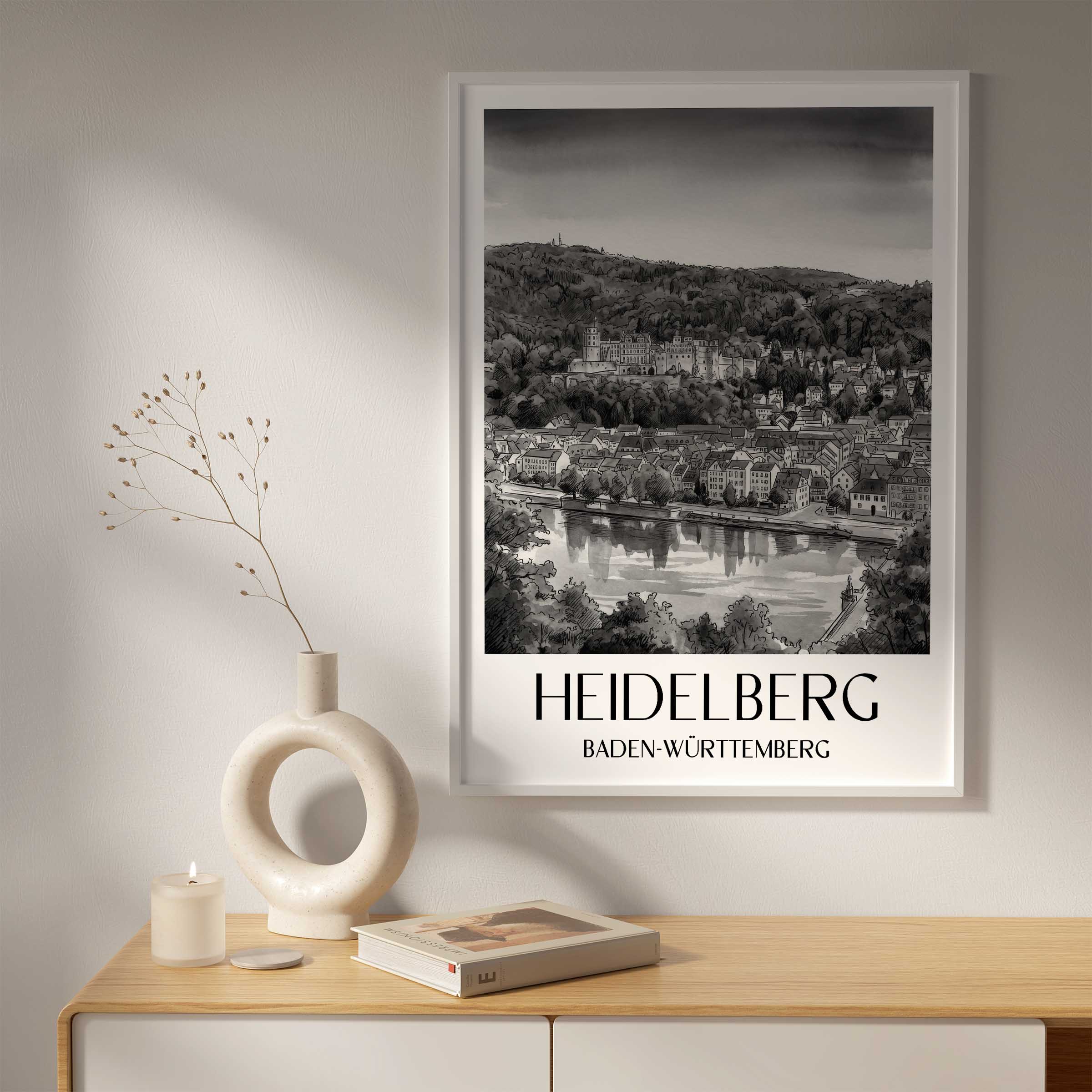 heidelberg-(bei-nacht)-baden-württemberg-deutschland-poster-aquarell-schwarz-weiss