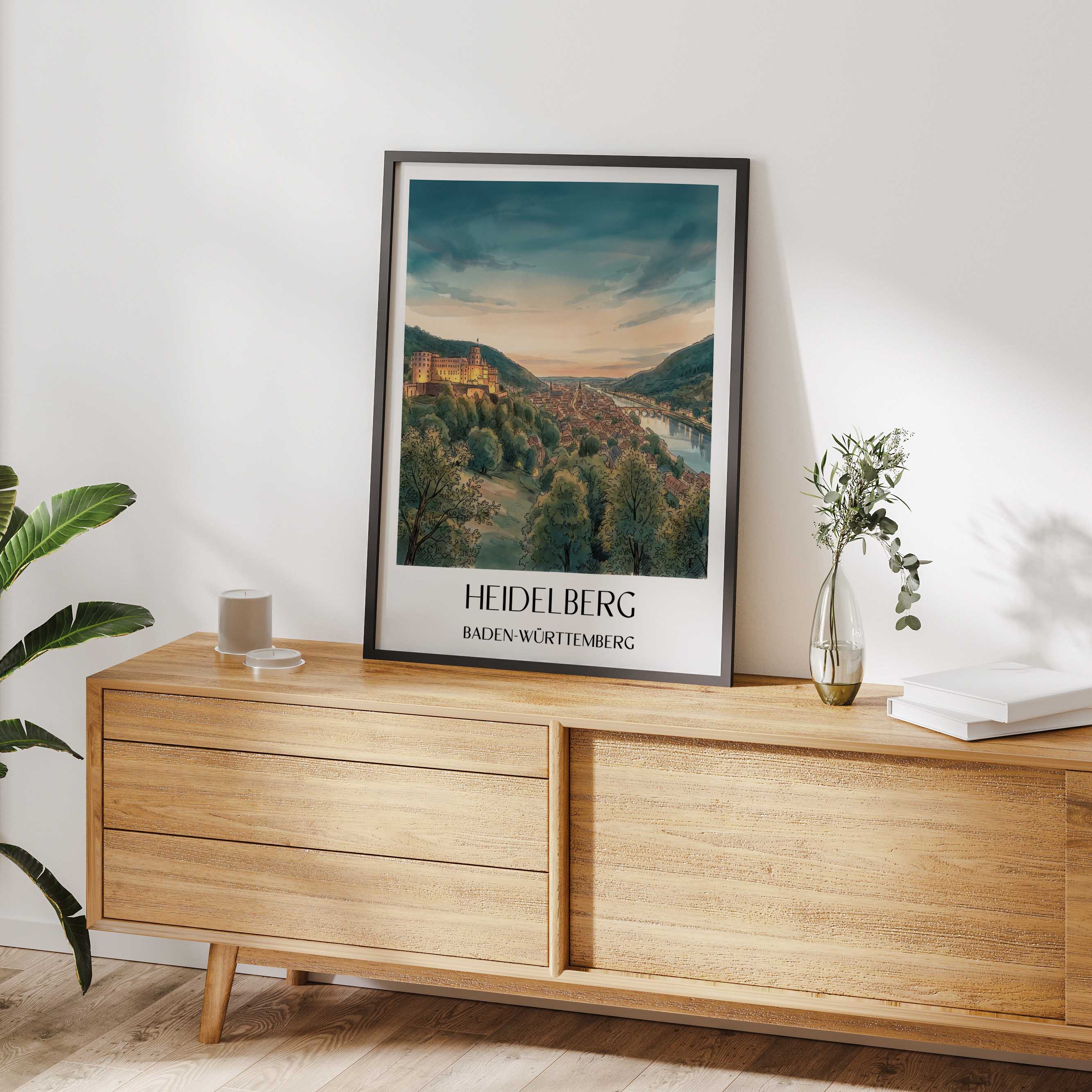 heidelberg-(bei-nacht)-baden-württemberg-deutschland-poster-aquarell