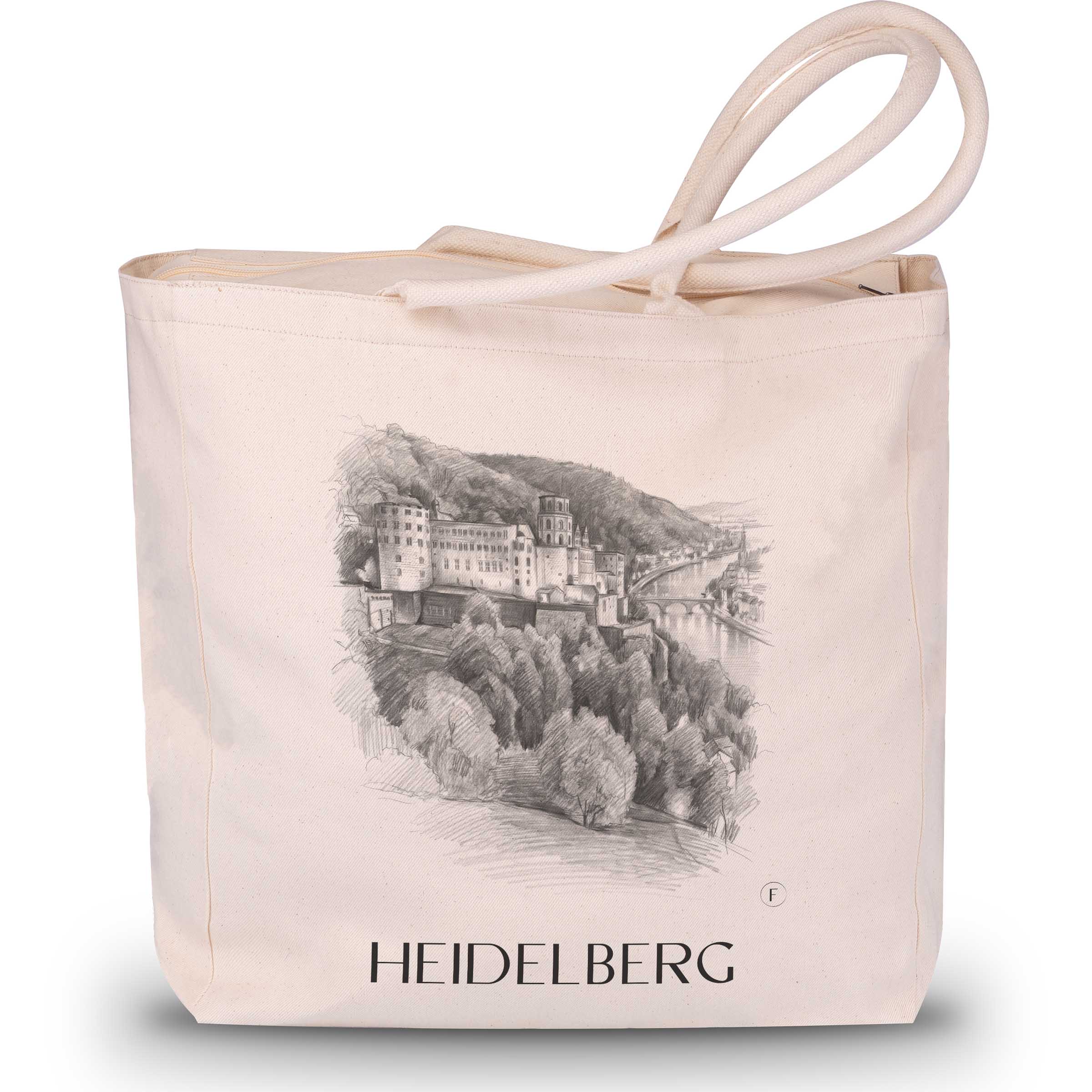 Heidelberg (bei Nacht) Shopping Tasche - Baden-Württemberg - Deutschland Tote Bag - Einkaufstasche im Zeichnung Stil - favplace