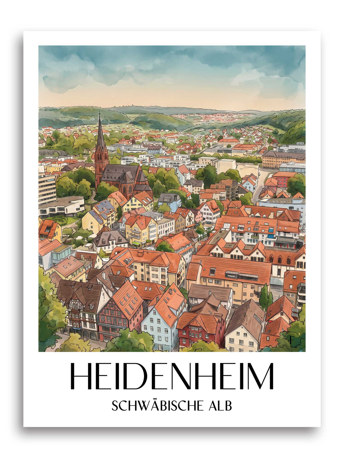 heidenheim-schwäbische-alb-deutschland-poster-aquarell