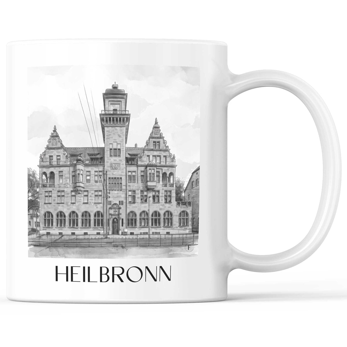 Heilbronn - Deutschland Becher - Kaffeetasse im Aquarell Schwarz-Weiß Stil - favplace