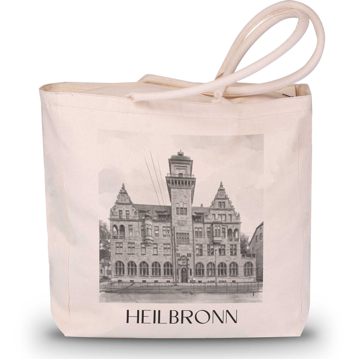 Heilbronn - Deutschland Tote Bag - Einkaufstasche im Aquarell Schwarz-Weiß Stil - favplace