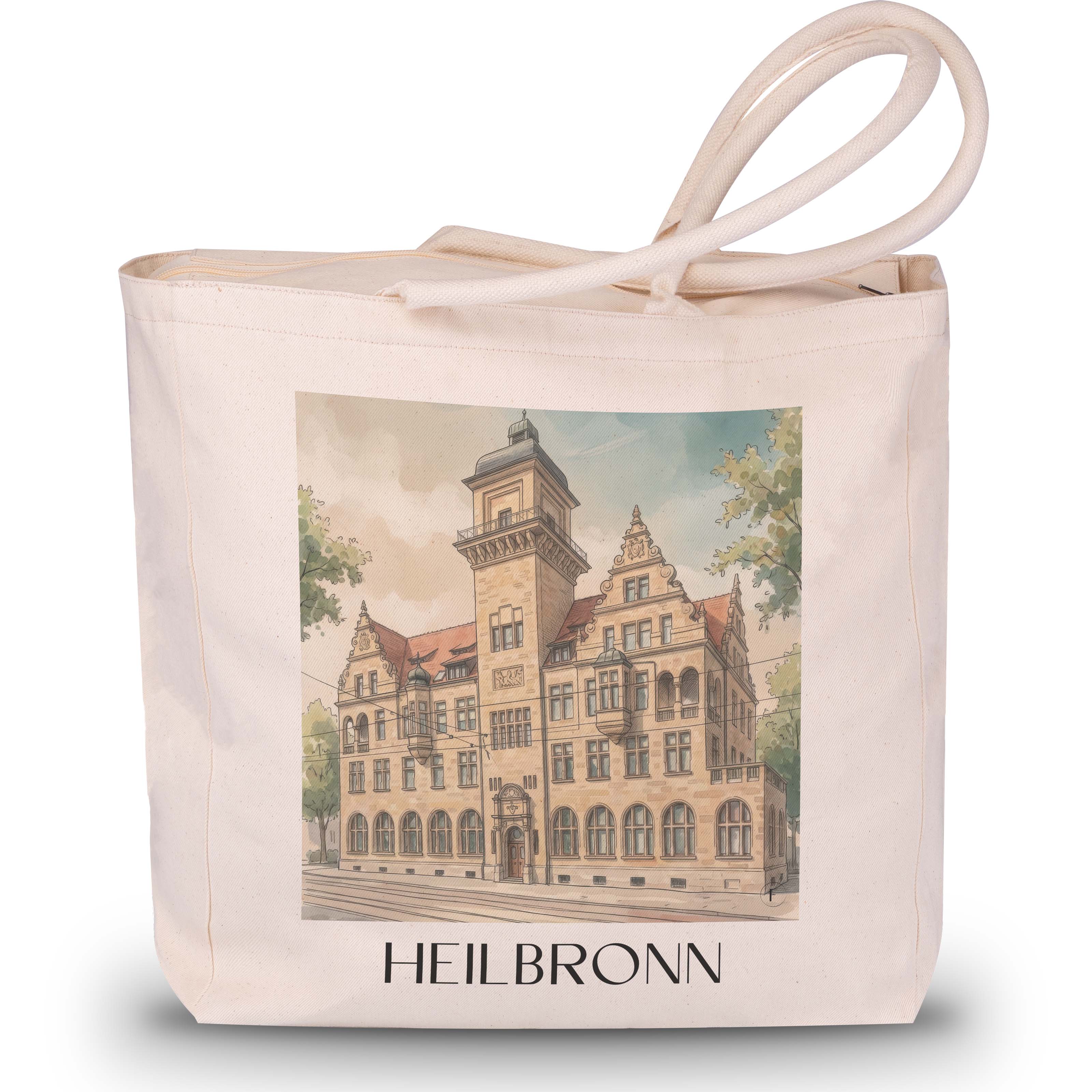 Heilbronn - Deutschland Tote Bag - Einkaufstasche im Aquarell Stil - favplace