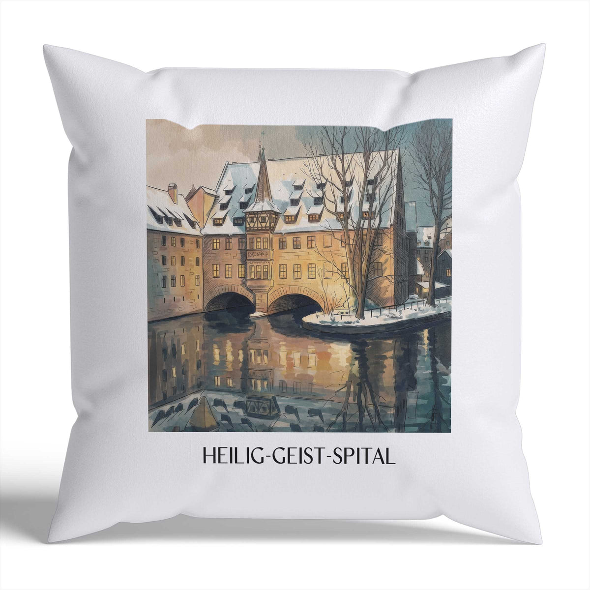 heilig-geist-spital-nürnberg-deutschland-kissenbezug-aquarell