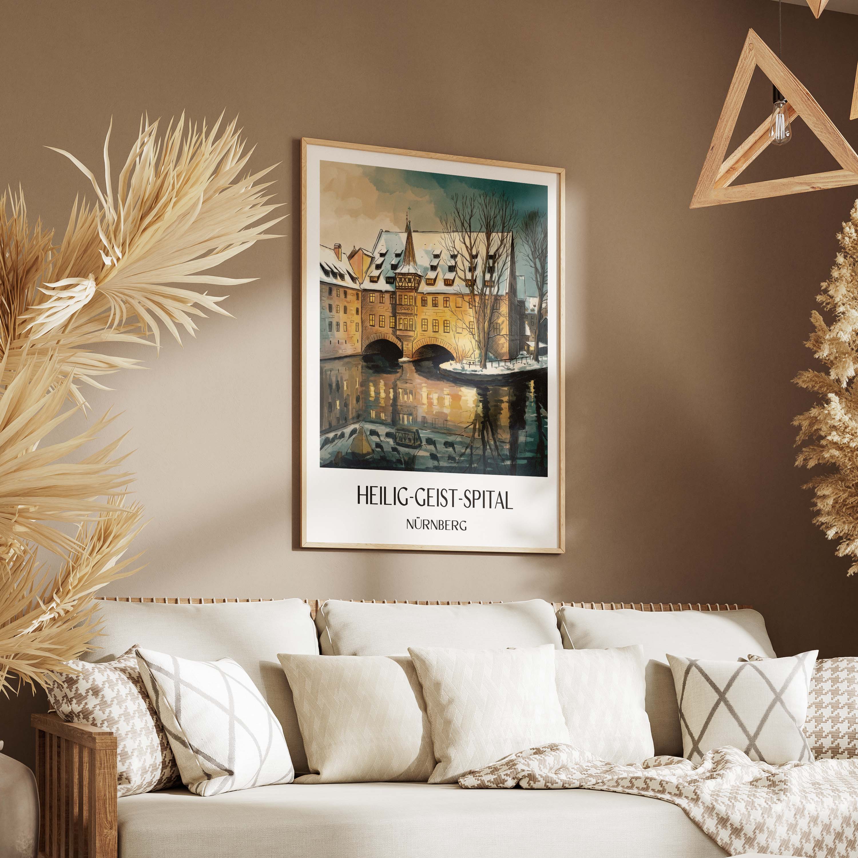 heilig-geist-spital-nürnberg-deutschland-poster-aquarell
