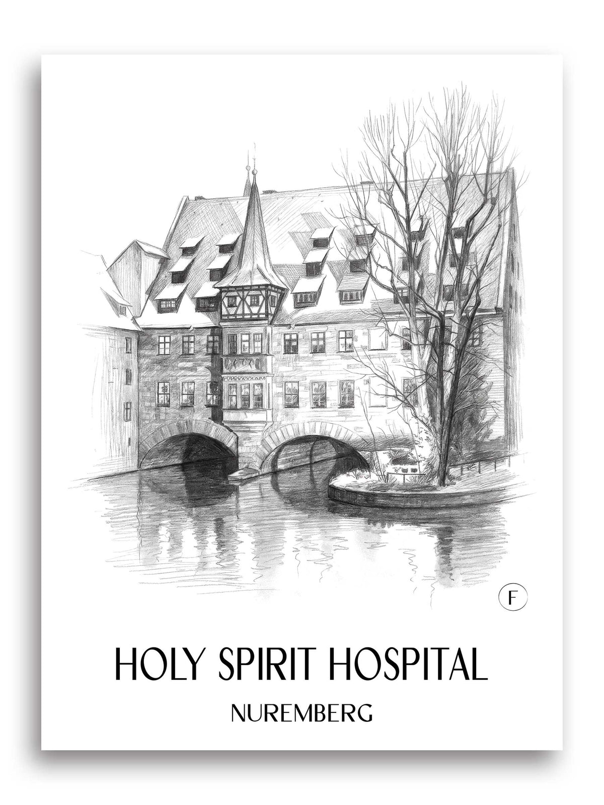 Heilig-Geist-Spital Poster - Nürnberg - Deutschland Kunstdruck - Zeichnung von A4 bis A1 - favplace