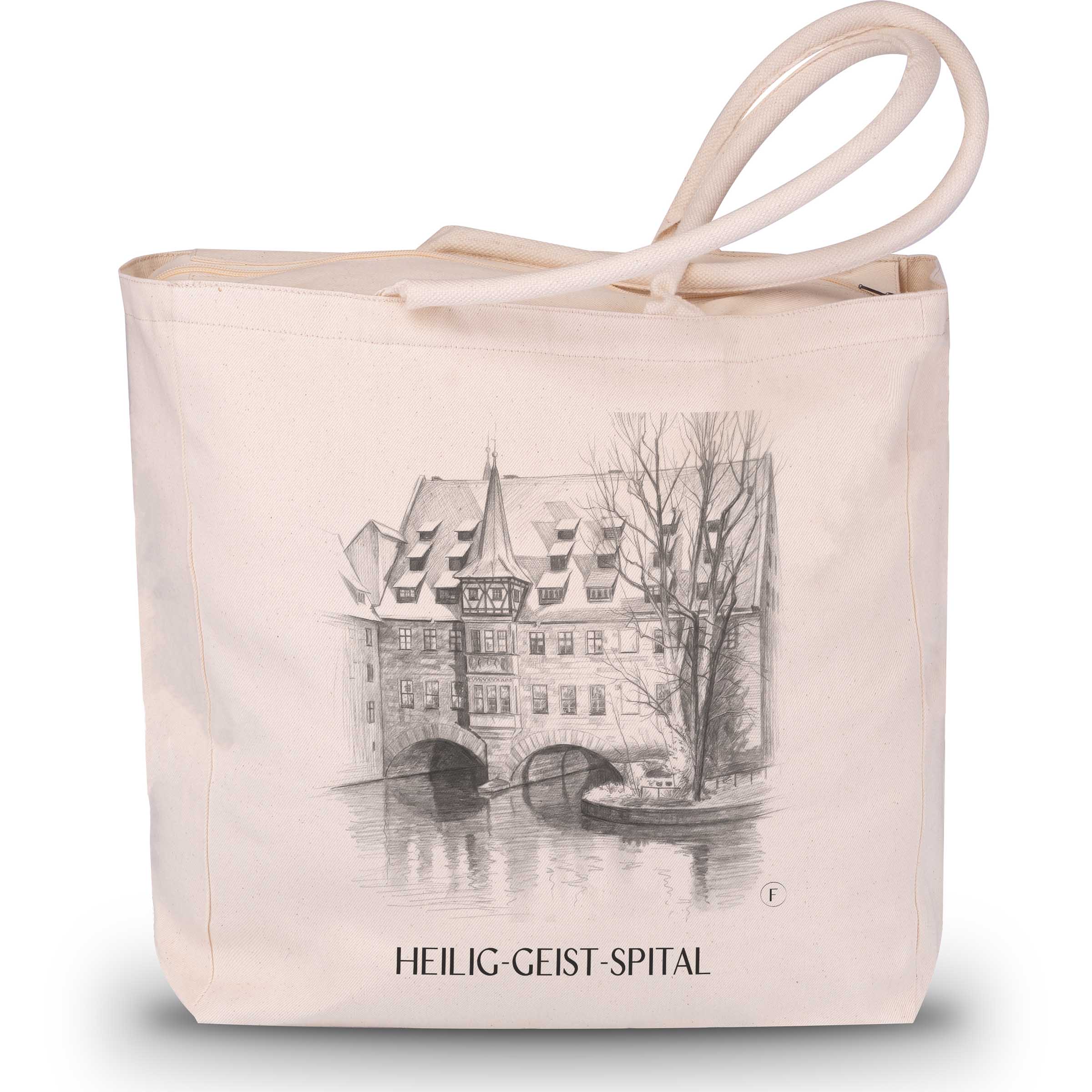 heilig-geist-spital-nürnberg-deutschland-einkaufstasche-bleistift-zeichnung-drawing