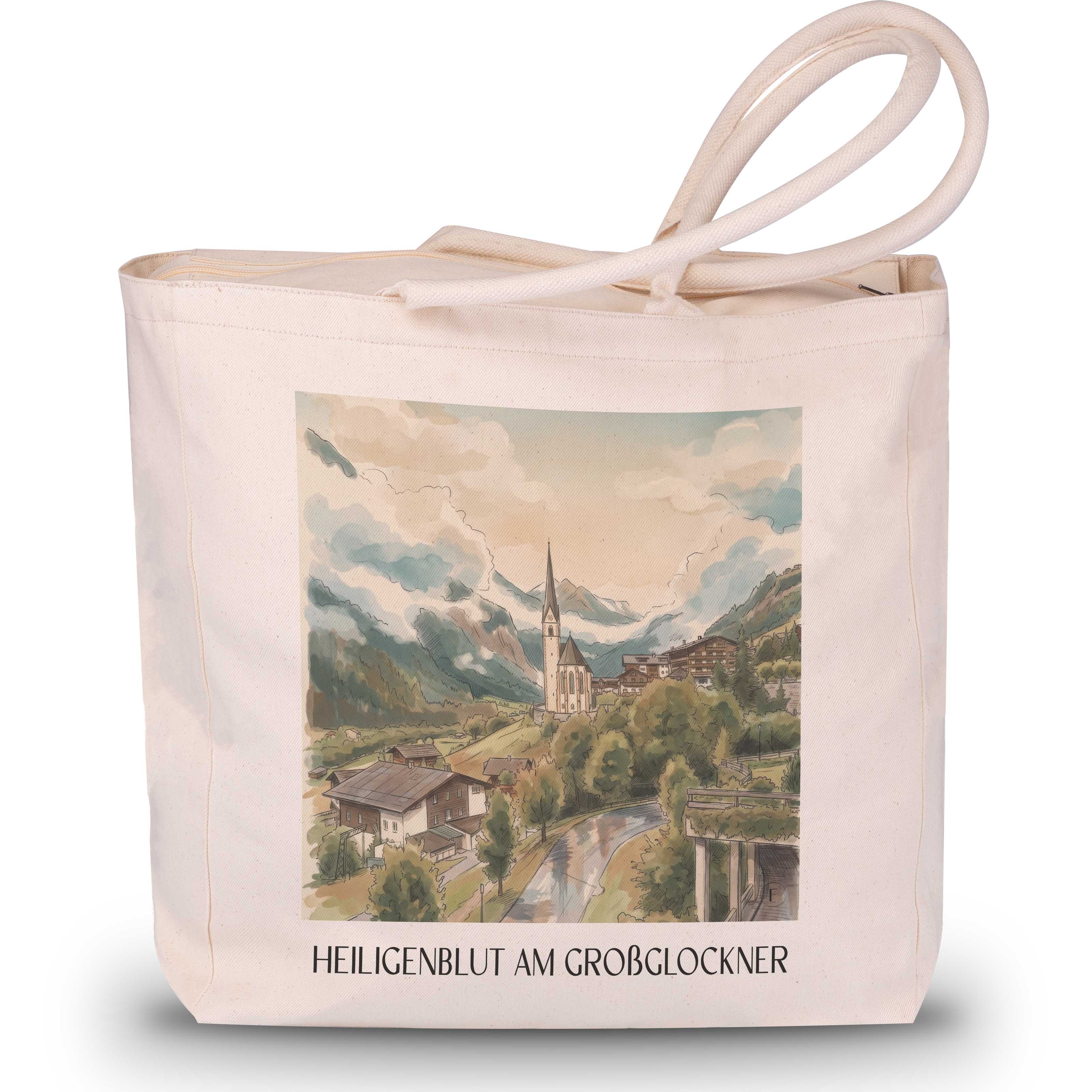 Heiligenblut am Großglockner Shopping Tasche - Kärnten - Österreich Tote Bag - Einkaufstasche im Aquarell Stil - favplace