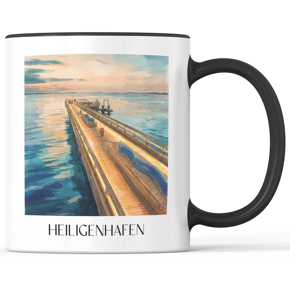 heiligenhafen-ostholstein-deutschland-kaffeebecher-aquarell
