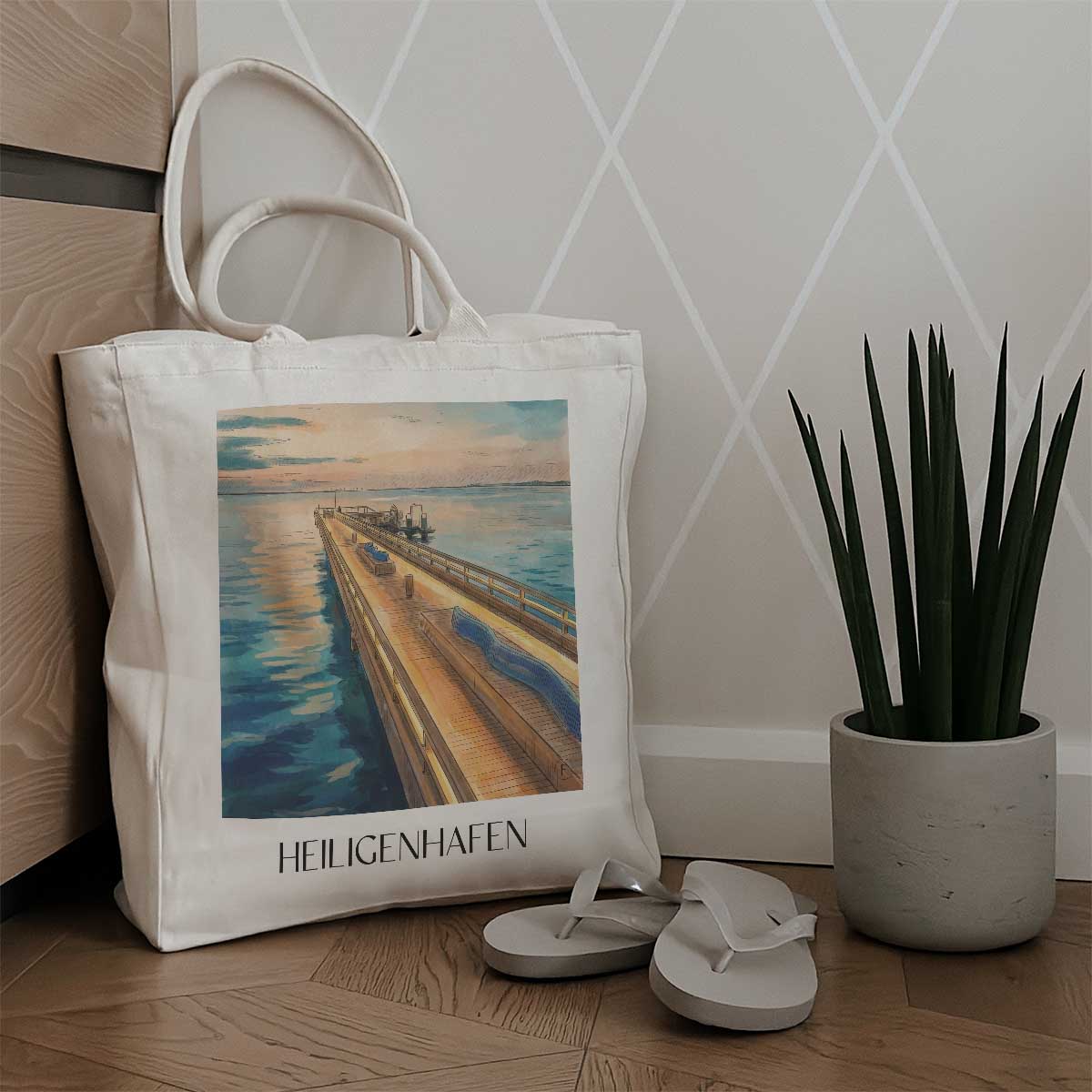 heiligenhafen-ostholstein-deutschland-einkaufstasche-aquarell