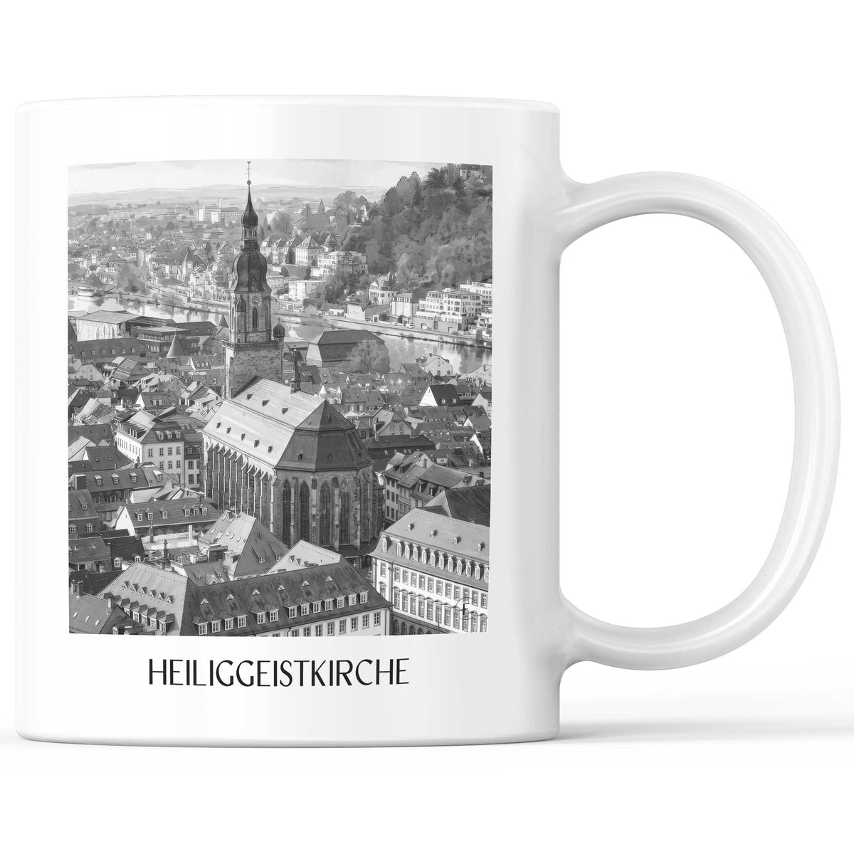 heiliggeistkirche-heidelberg-deutschland-kaffeebecher-aquarell-schwarz-weiss