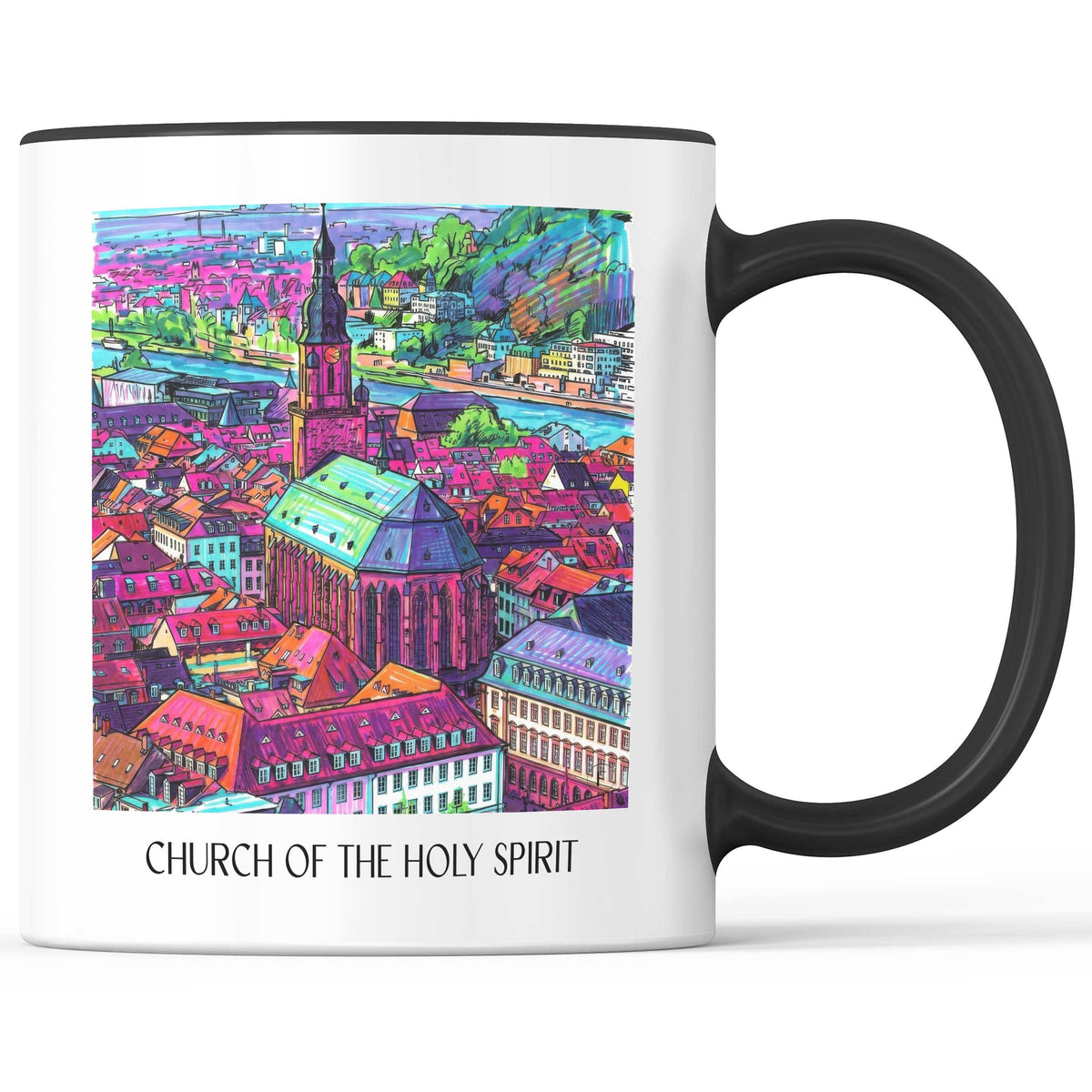Heiliggeistkirche Kaffeebecher - Heidelberg - Deutschland Becher - Kaffeetasse im Tag Graffiti Stil - favplace