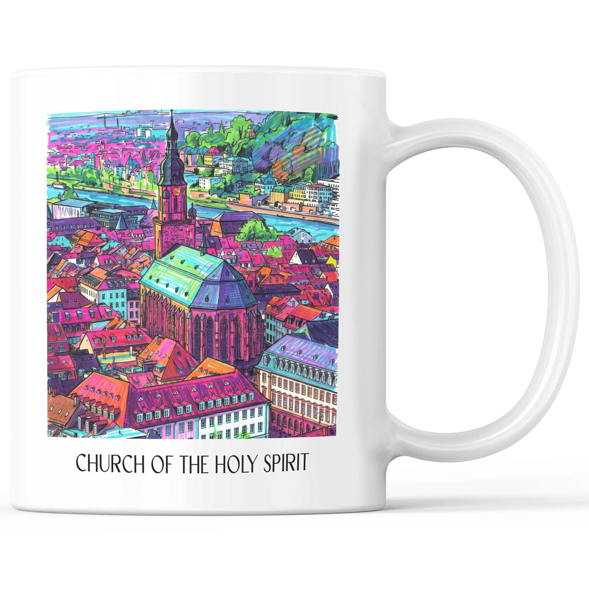 Heiliggeistkirche Kaffeebecher - Heidelberg - Deutschland Becher - Kaffeetasse im Tag Graffiti Stil - favplace