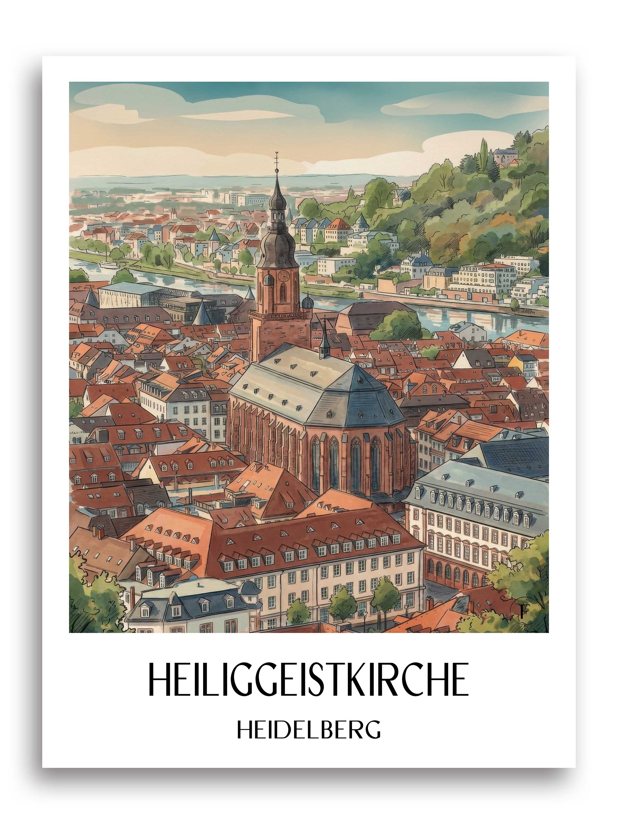heiliggeistkirche-heidelberg-deutschland-poster-aquarell