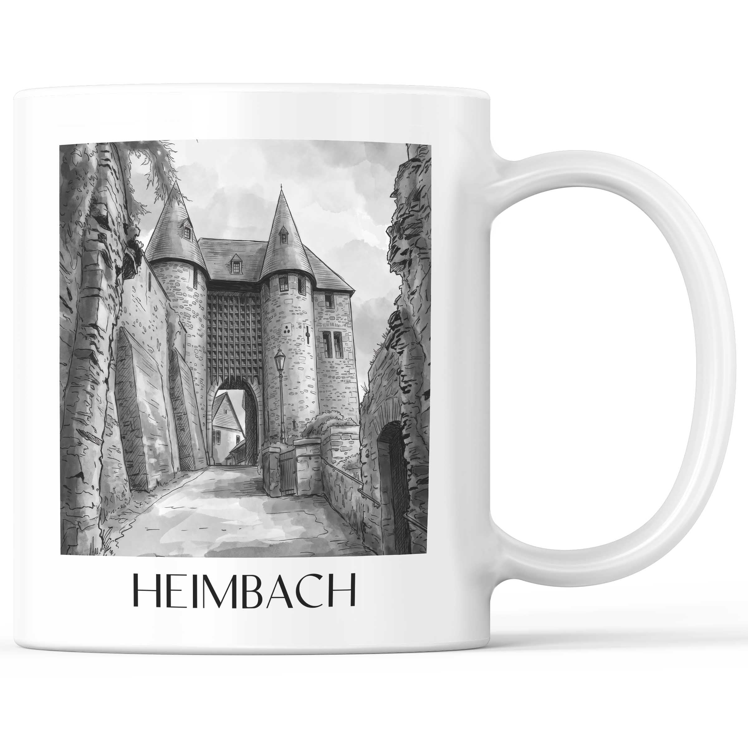heimbach-eifel-deutschland-kaffeebecher-aquarell-schwarz-weiss