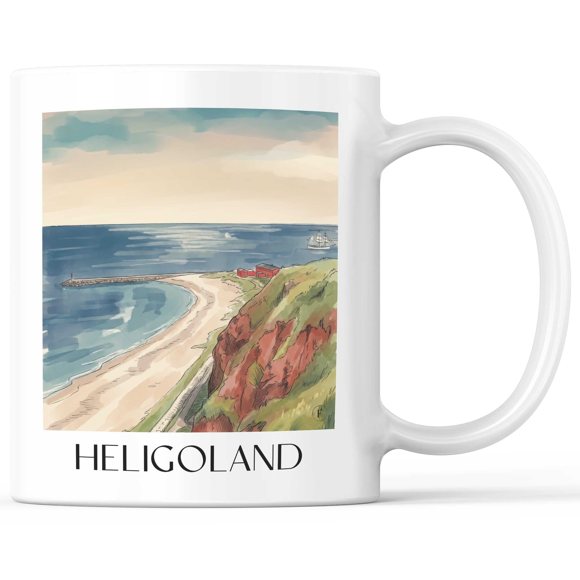 Helgoland Kaffeebecher - Schleswig-Holstein - Deutschland Becher - Kaffeetasse im Aquarell Stil - favplace