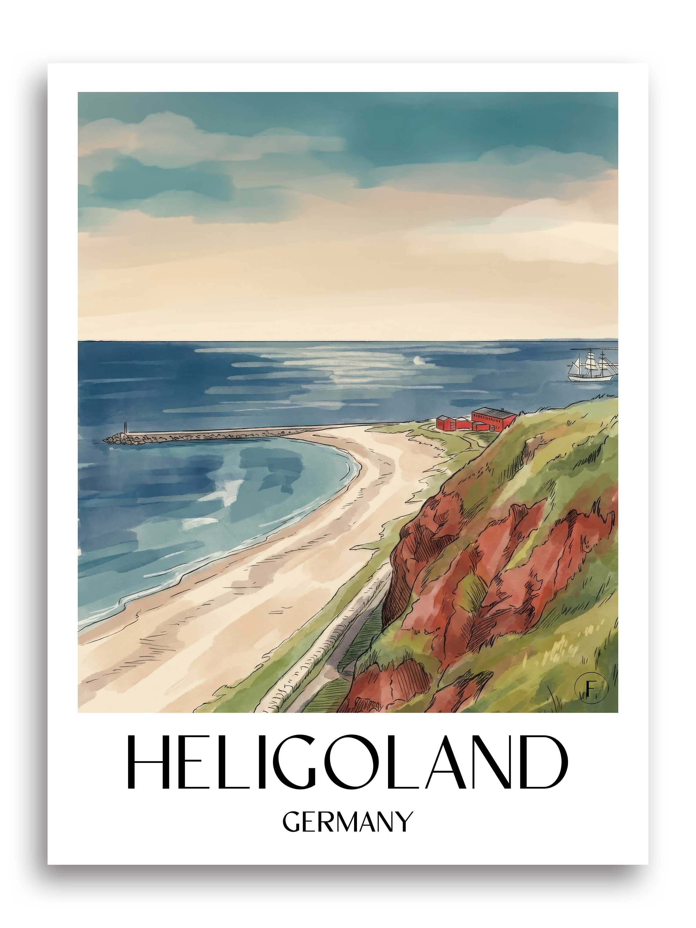 Helgoland Poster - Schleswig-Holstein - Deutschland Kunstdruck - Aquarell von A4 bis A1 - favplace