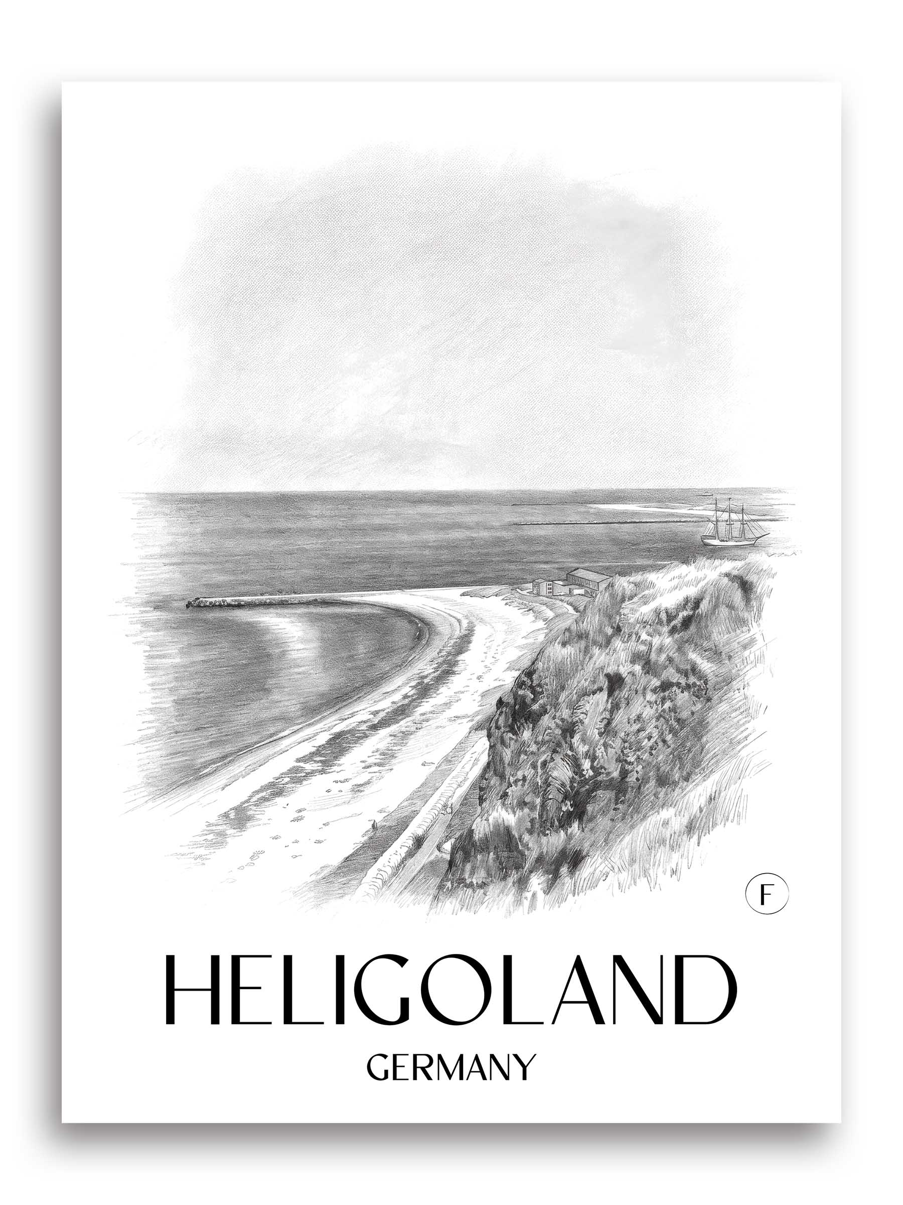 Helgoland Poster - Schleswig-Holstein - Deutschland Kunstdruck - Zeichnung von A4 bis A1