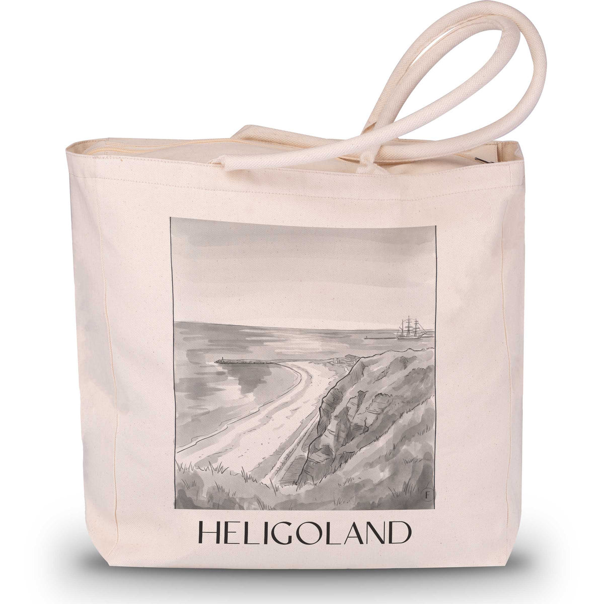 Helgoland Shopping Tasche - Schleswig-Holstein - Deutschland Tote Bag - Einkaufstasche im Aquarell Schwarz-Weiß Stil - favplace