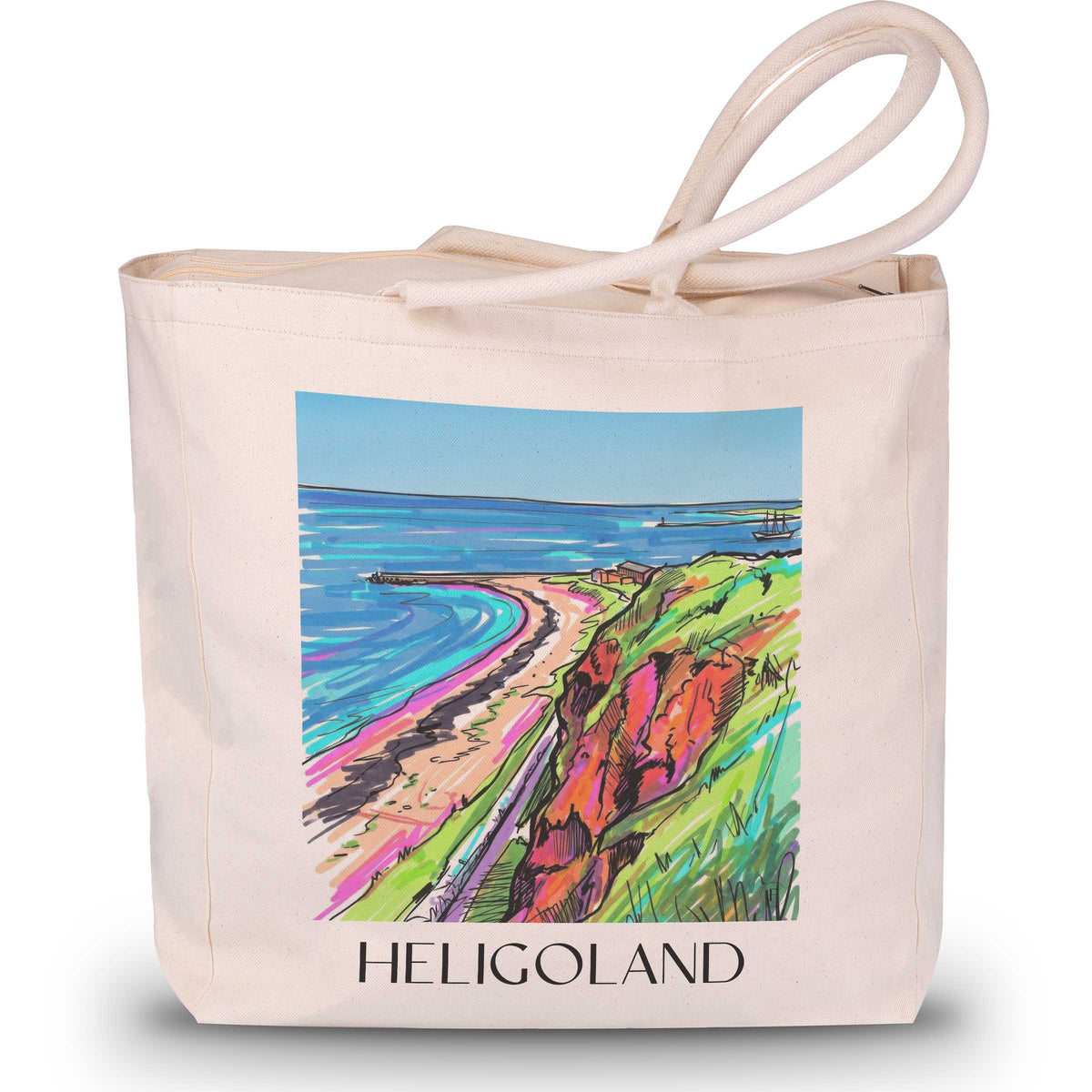 Helgoland Shopping Tasche - Schleswig-Holstein - Deutschland Tote Bag - Einkaufstasche im Tag Graffiti Stil - favplace