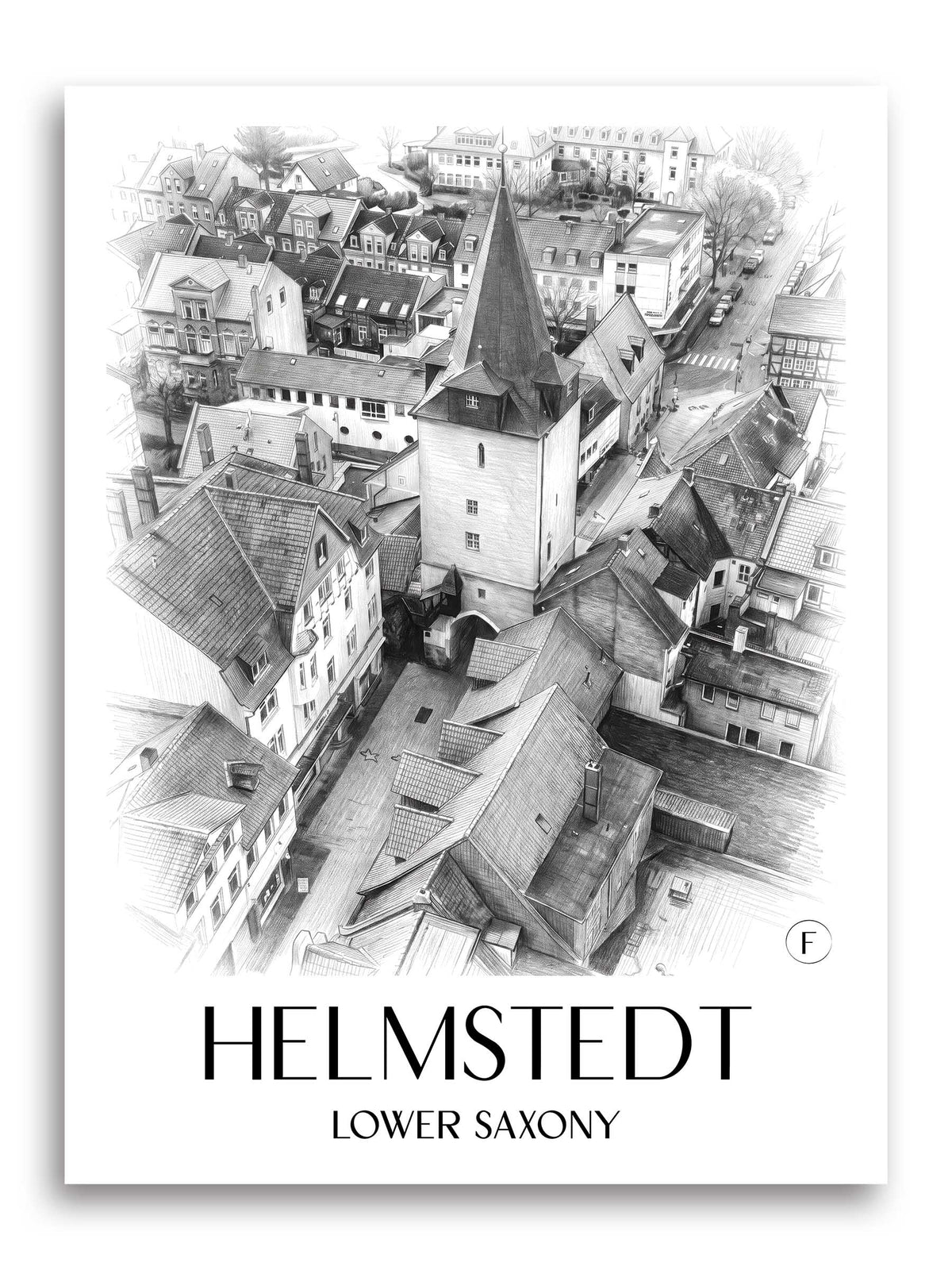 Helmstedt Poster - Niedersachsen - Deutschland Kunstdruck - Zeichnung von A4 bis A1 - favplace