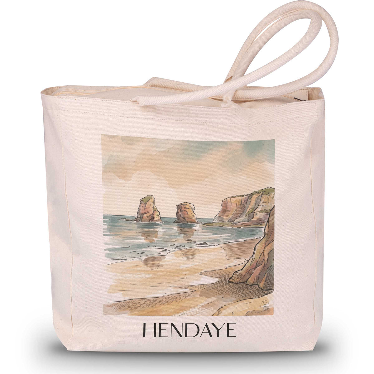hendaye-pays-basque-frankreich-einkaufstasche-aquarell